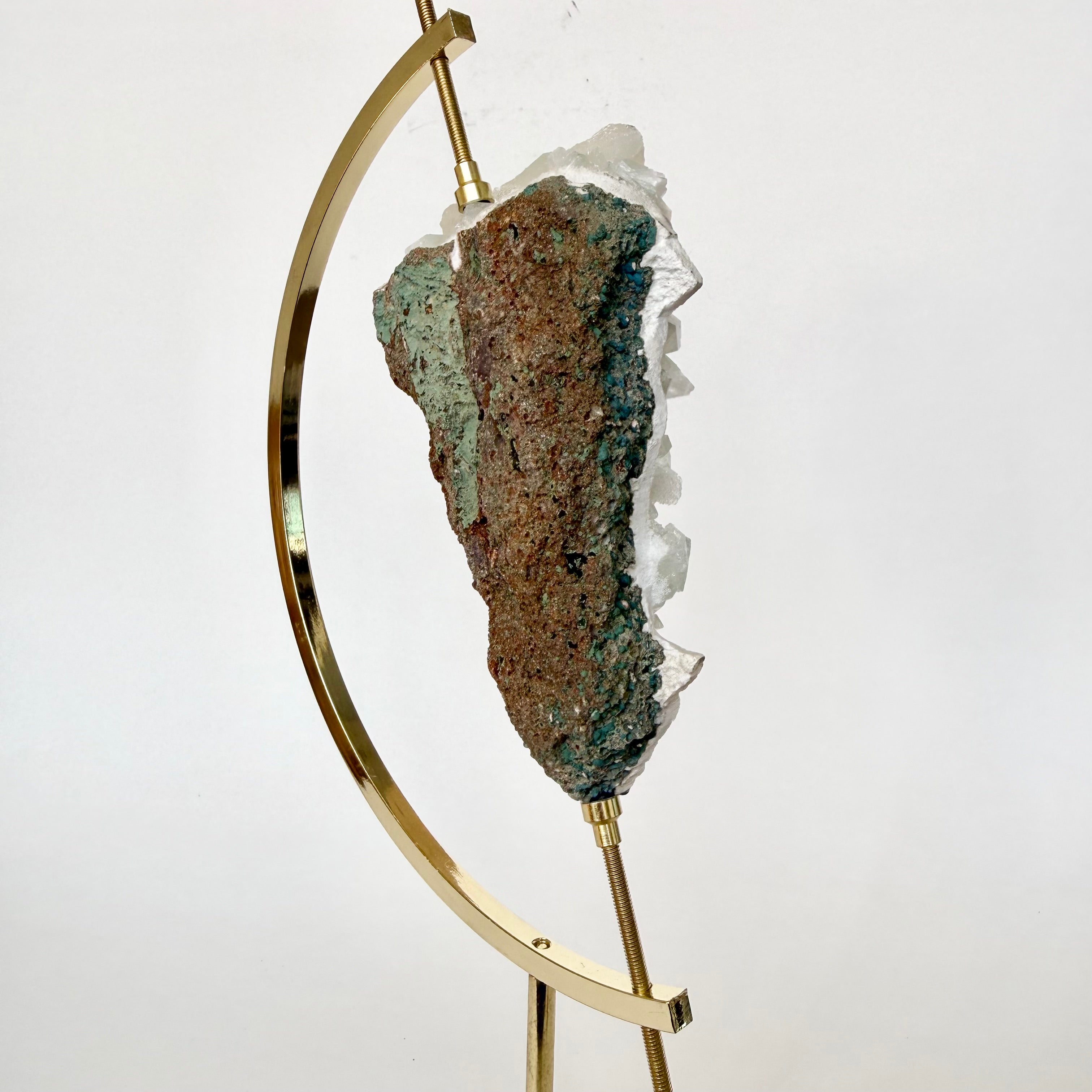 Green Apophyllite + Brass Arc Stand