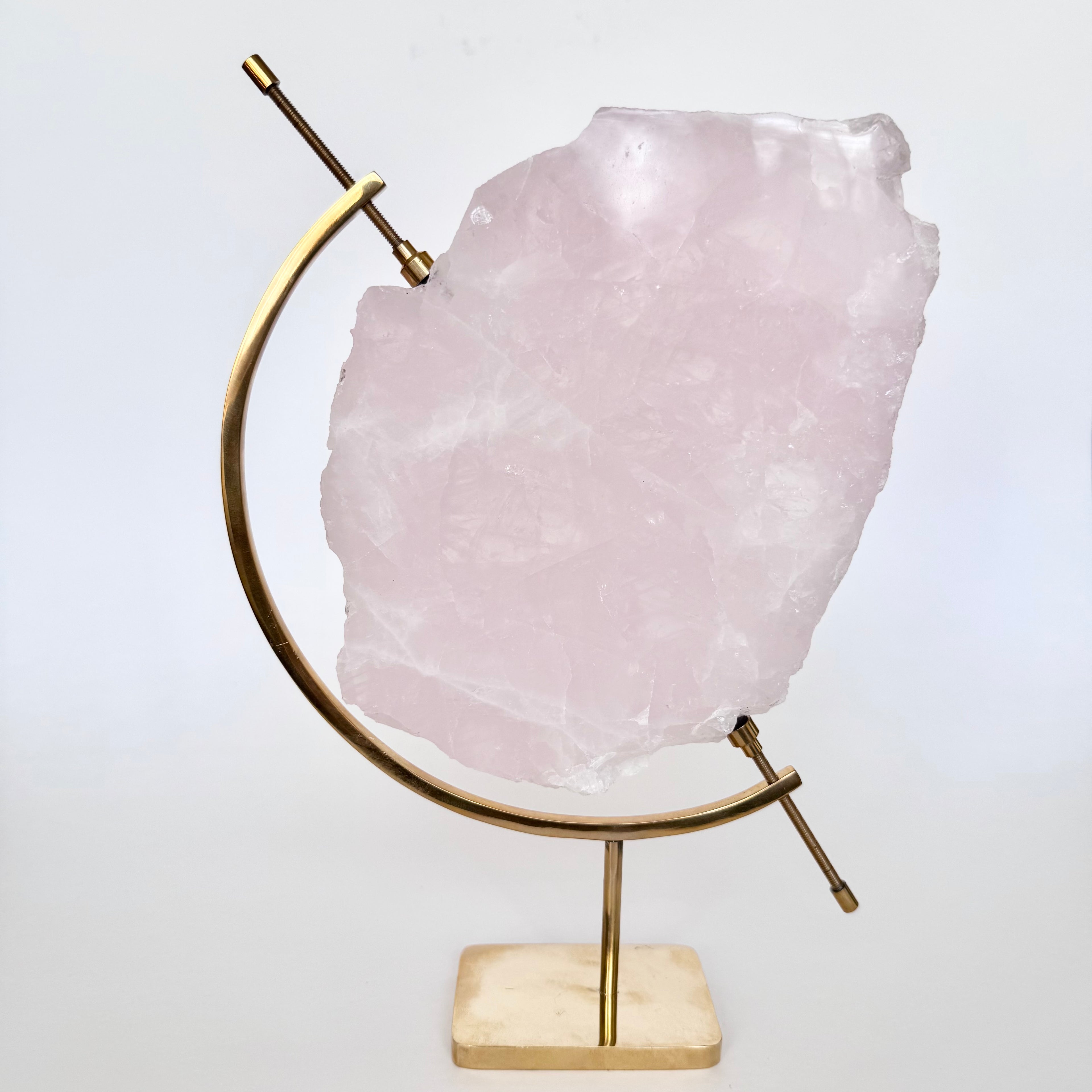 Rose Quartz + Brass Arc Stand