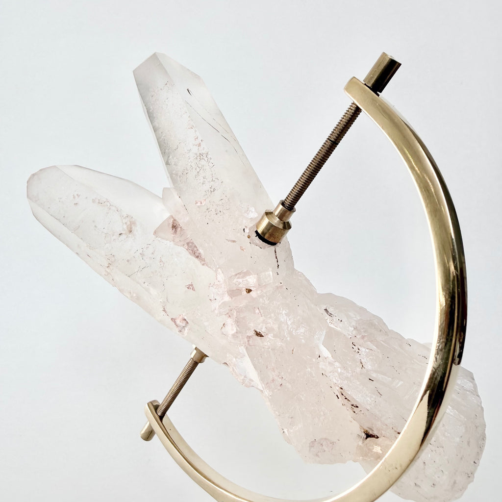 Clear Quartz + Brass Arc Stand