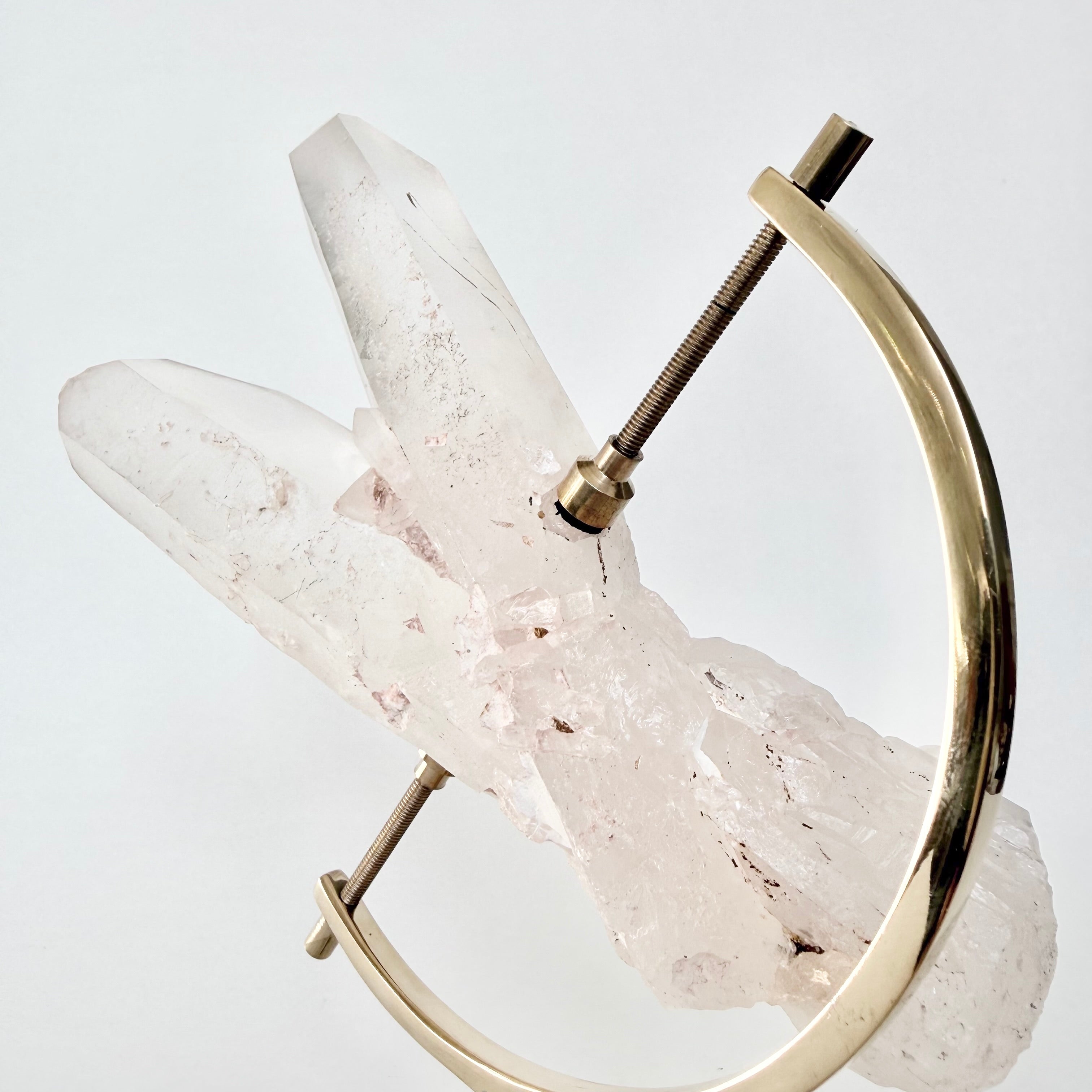 Clear Quartz + Brass Arc Stand