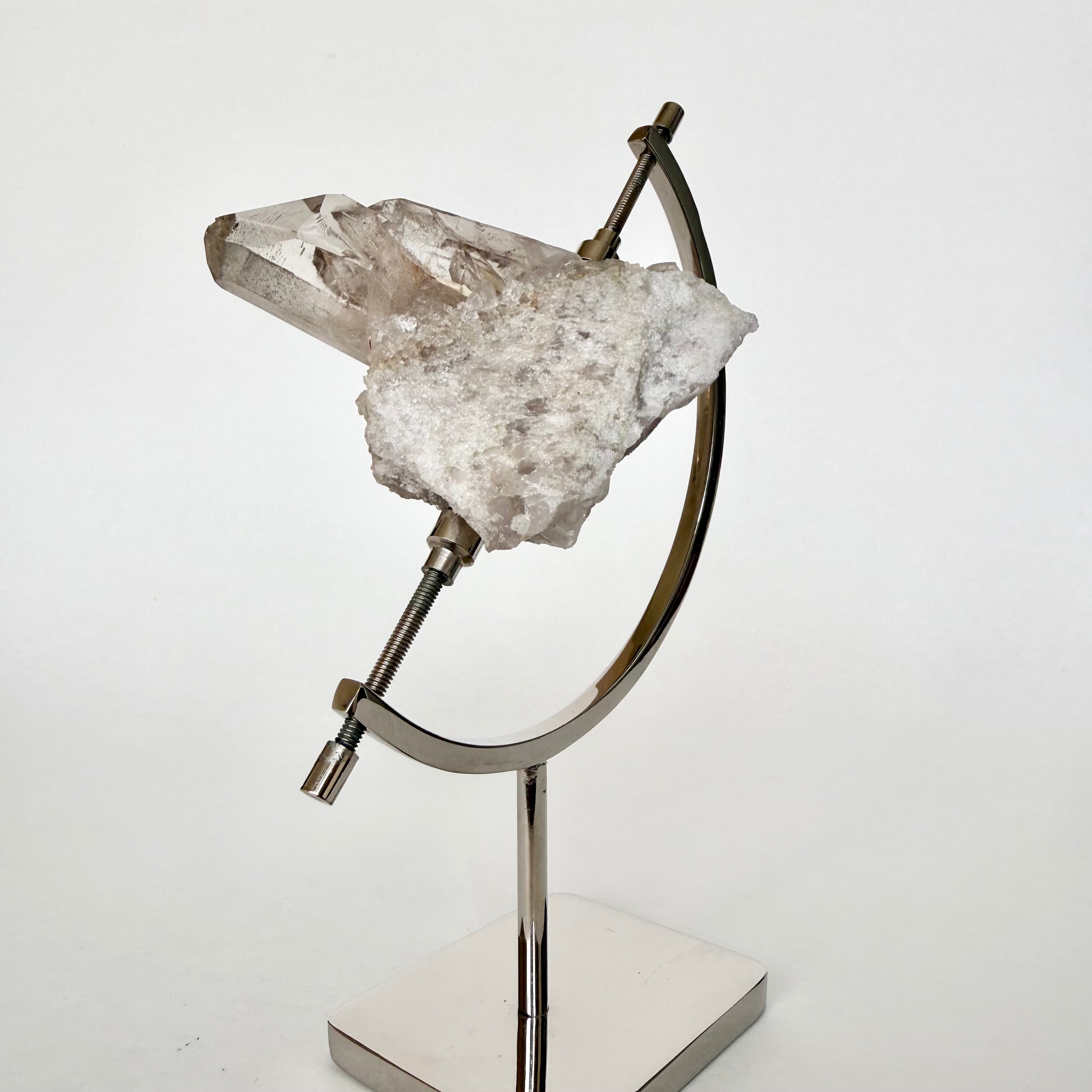 Smoky Quartz + Silver Arc Stand