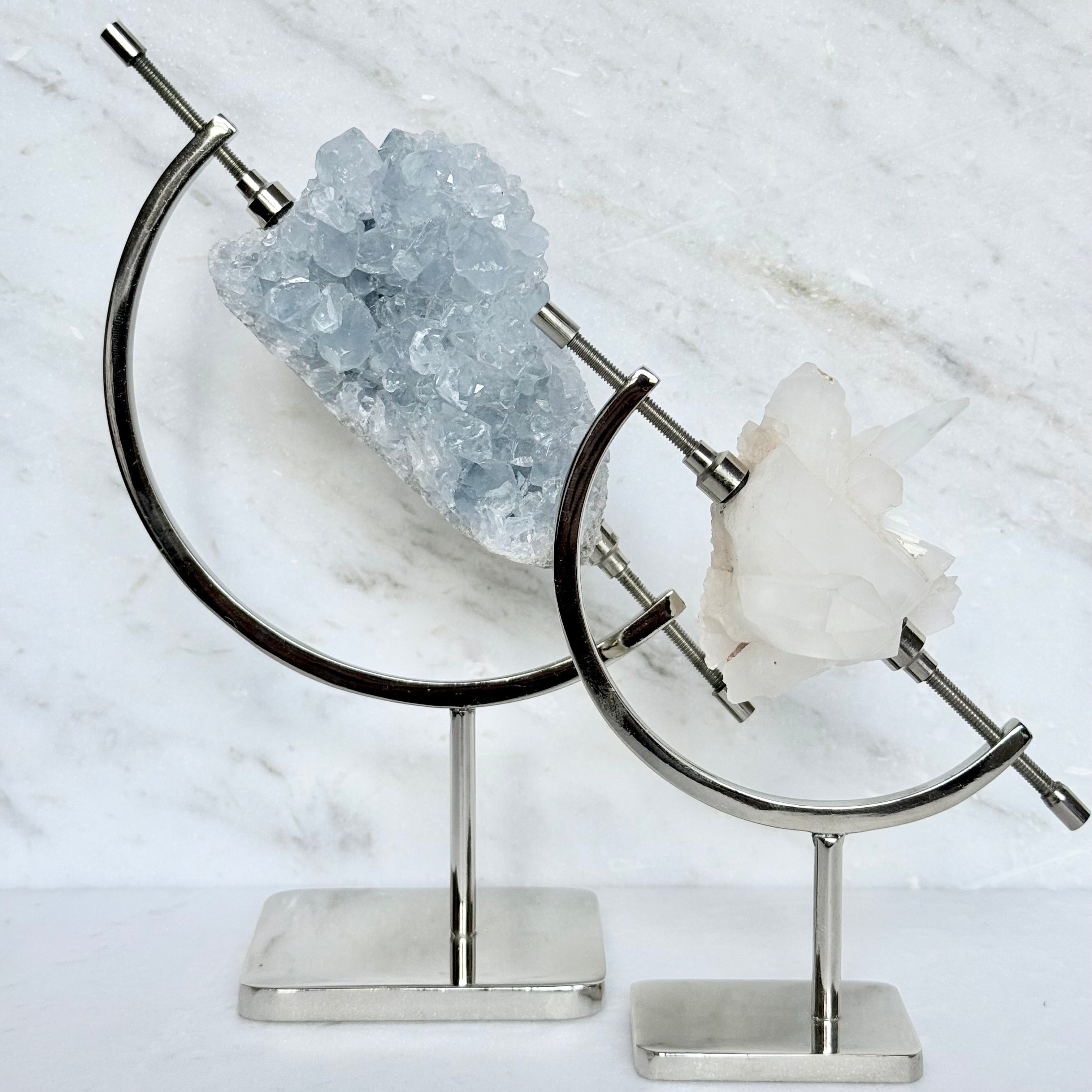 Celestite + Chrome Arc Stand