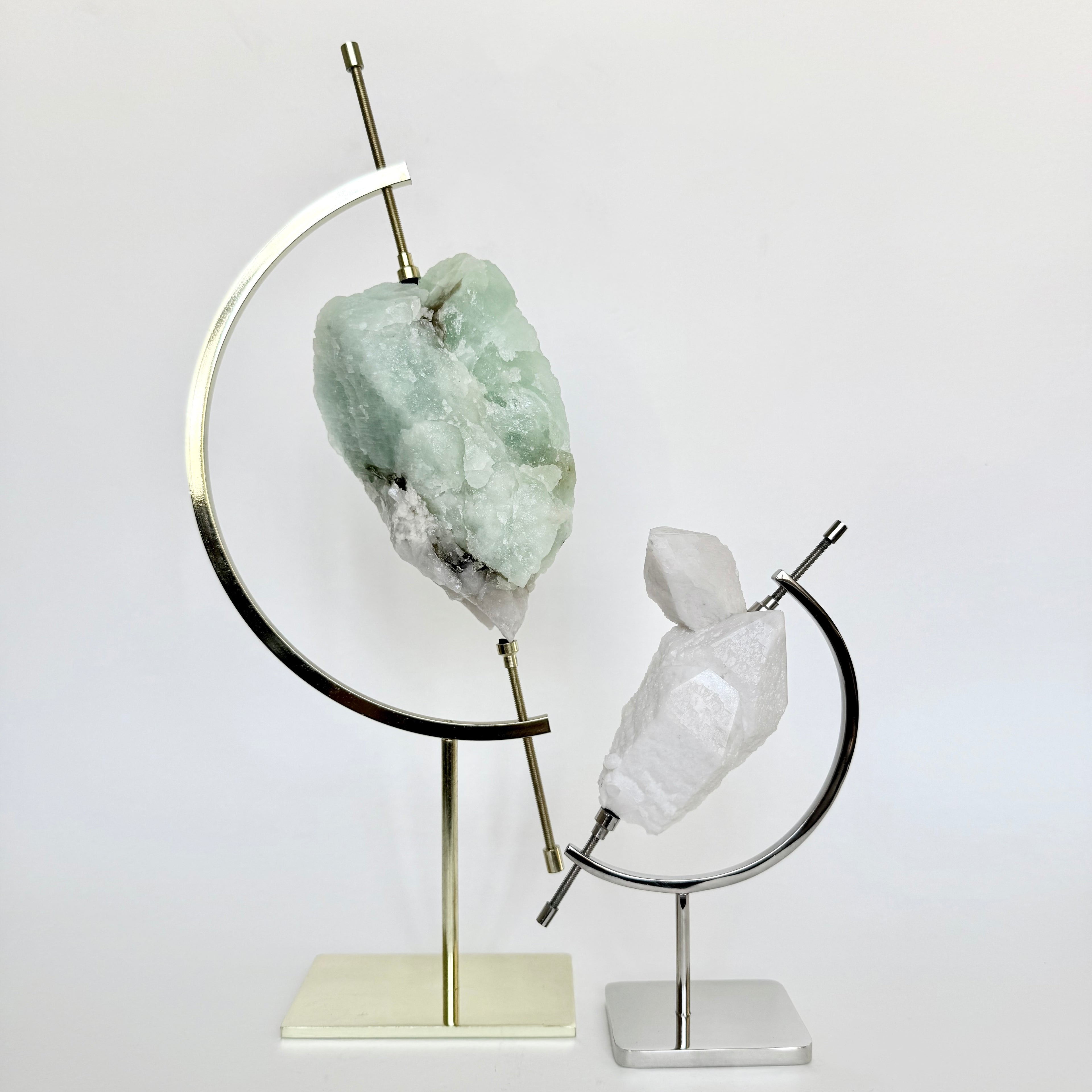 Milky Quartz + Chrome Arc Stand