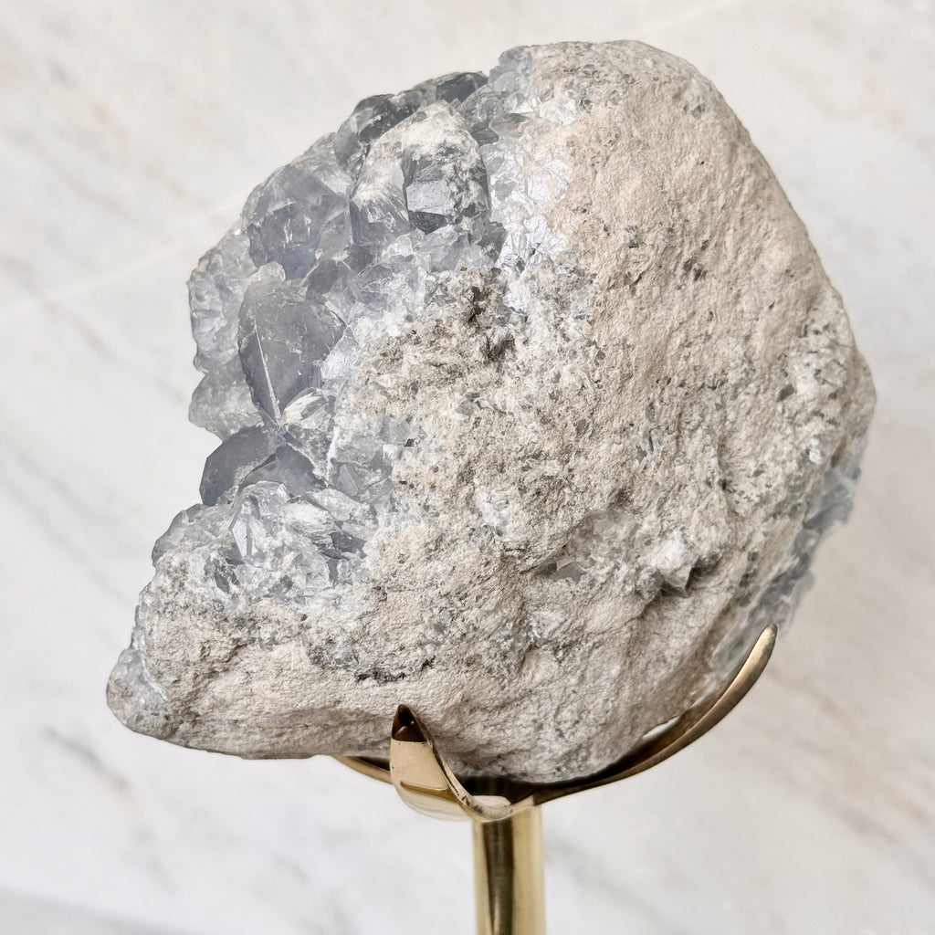 Celestite + Brass Claw Stand
