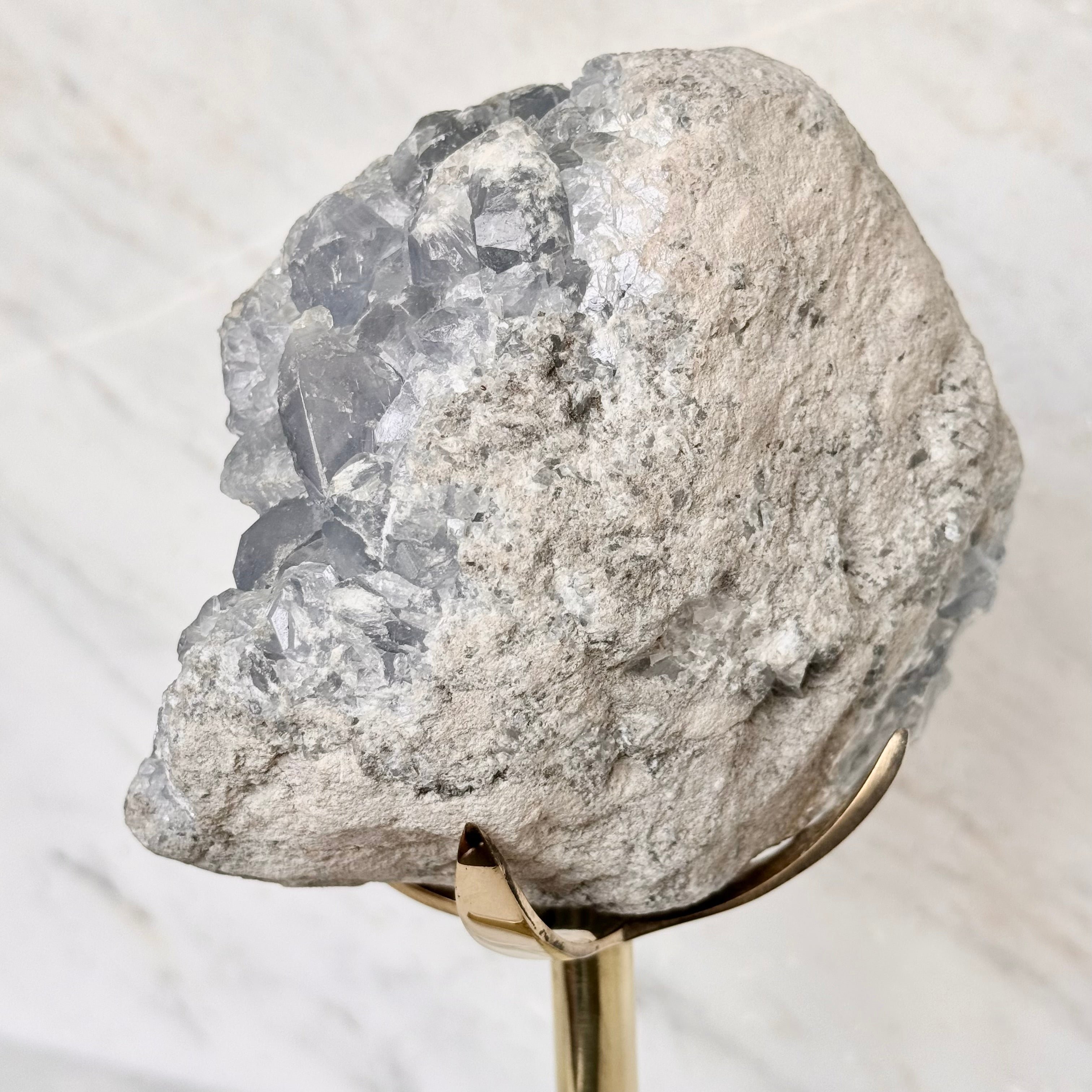 Celestite + Brass Claw Stand