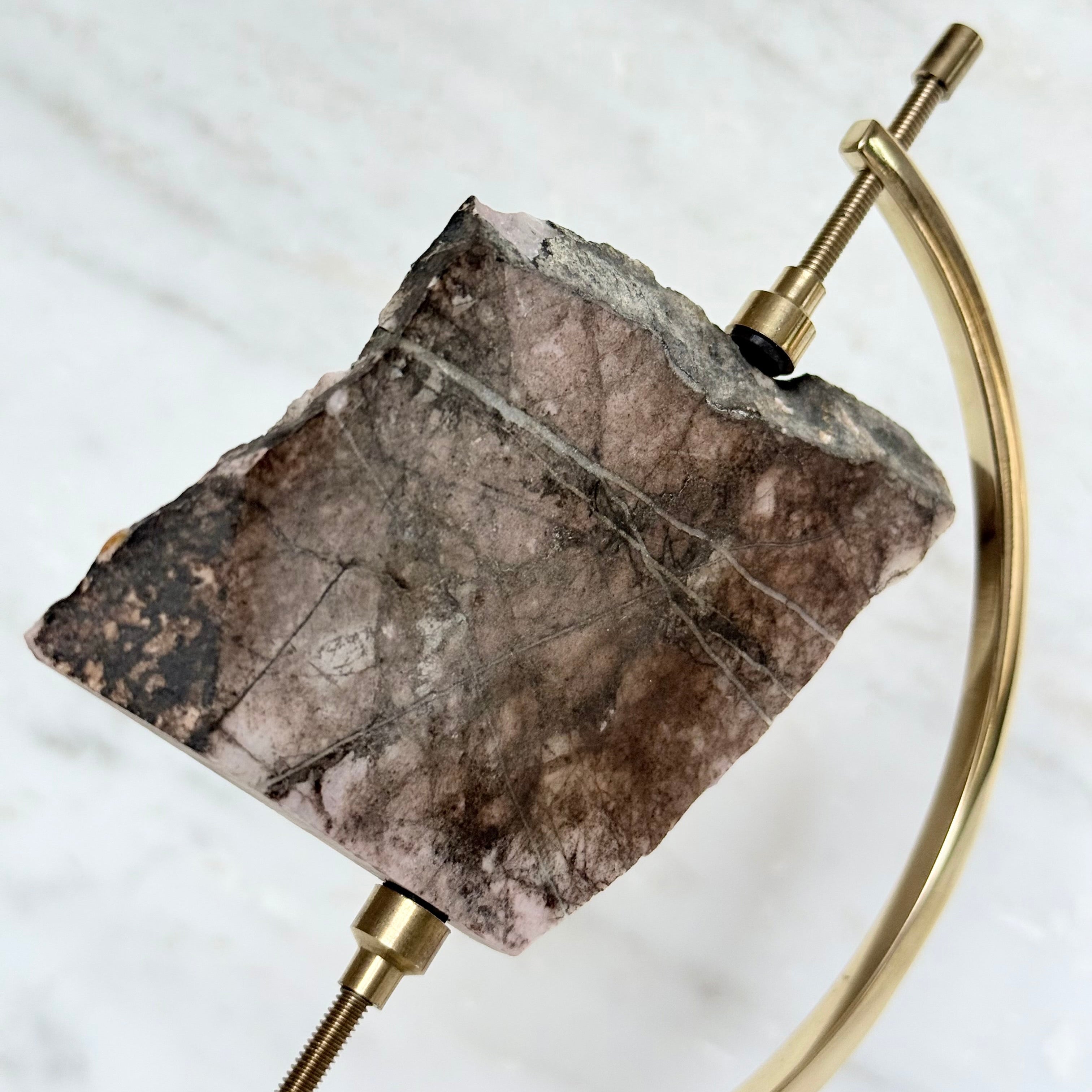 Rhodonite + Brass Arc Stand
