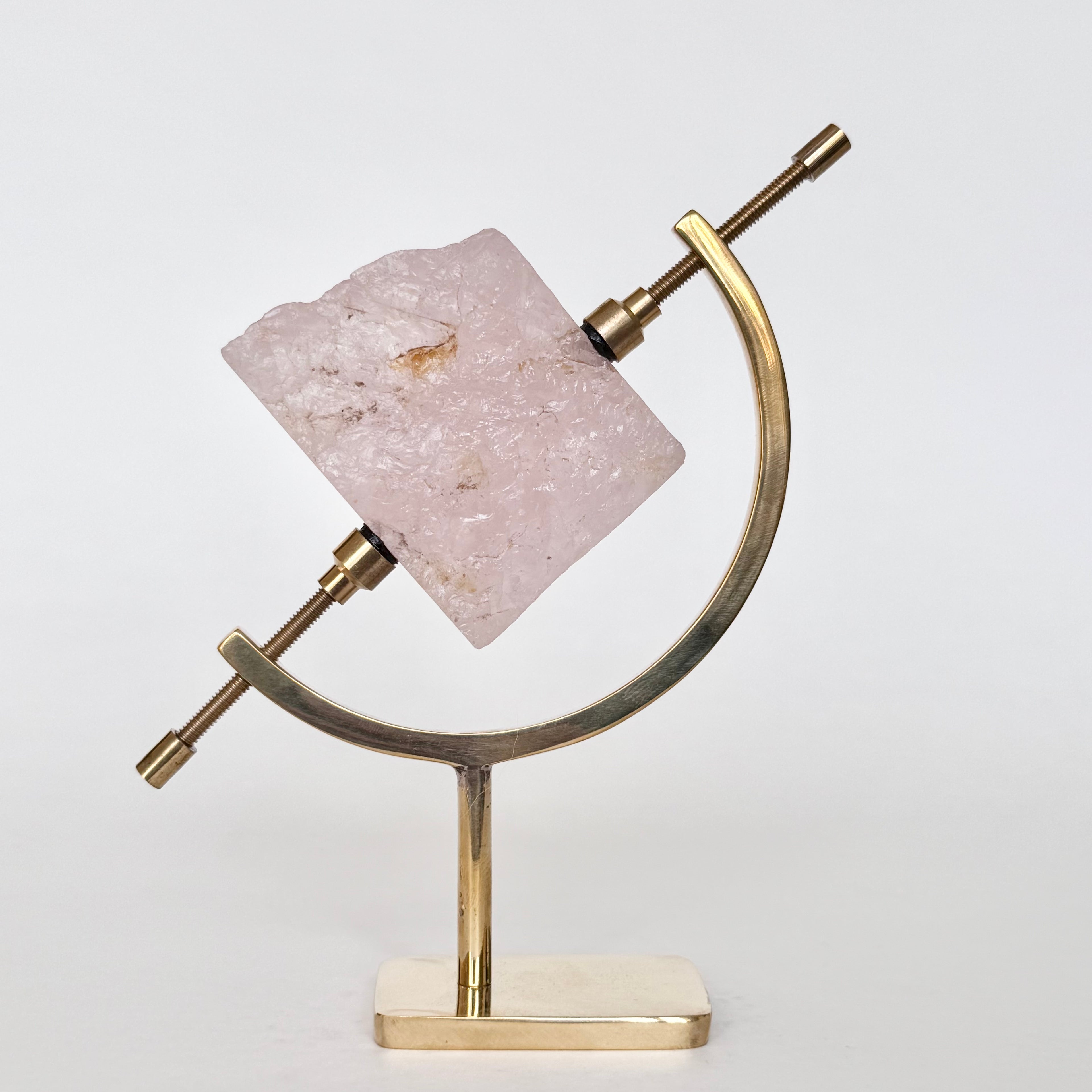 Rose Quartz + Brass Arc Stand