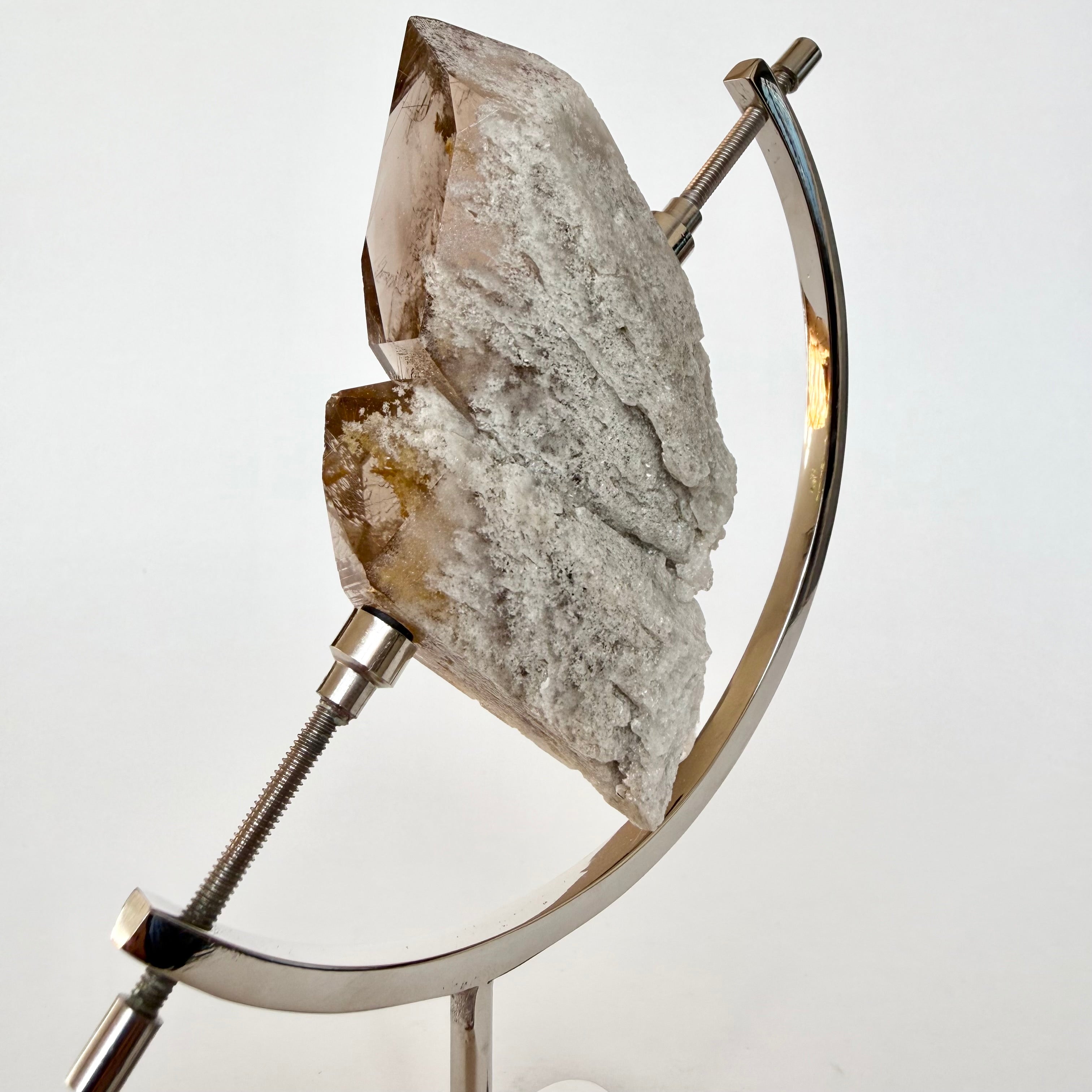 Smoky Quartz + Silver Arc Stand