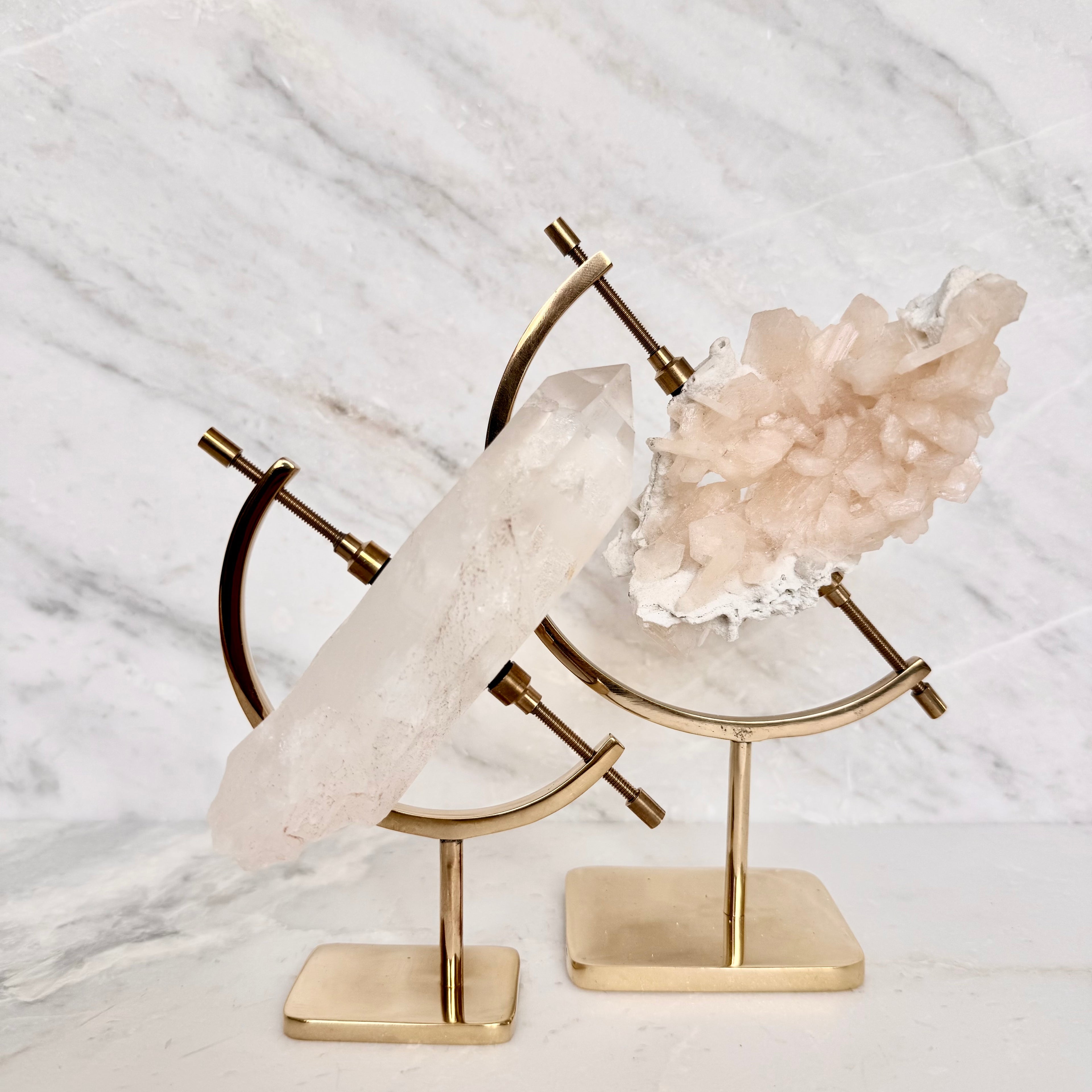 Clear Quartz + Brass Arc Stand
