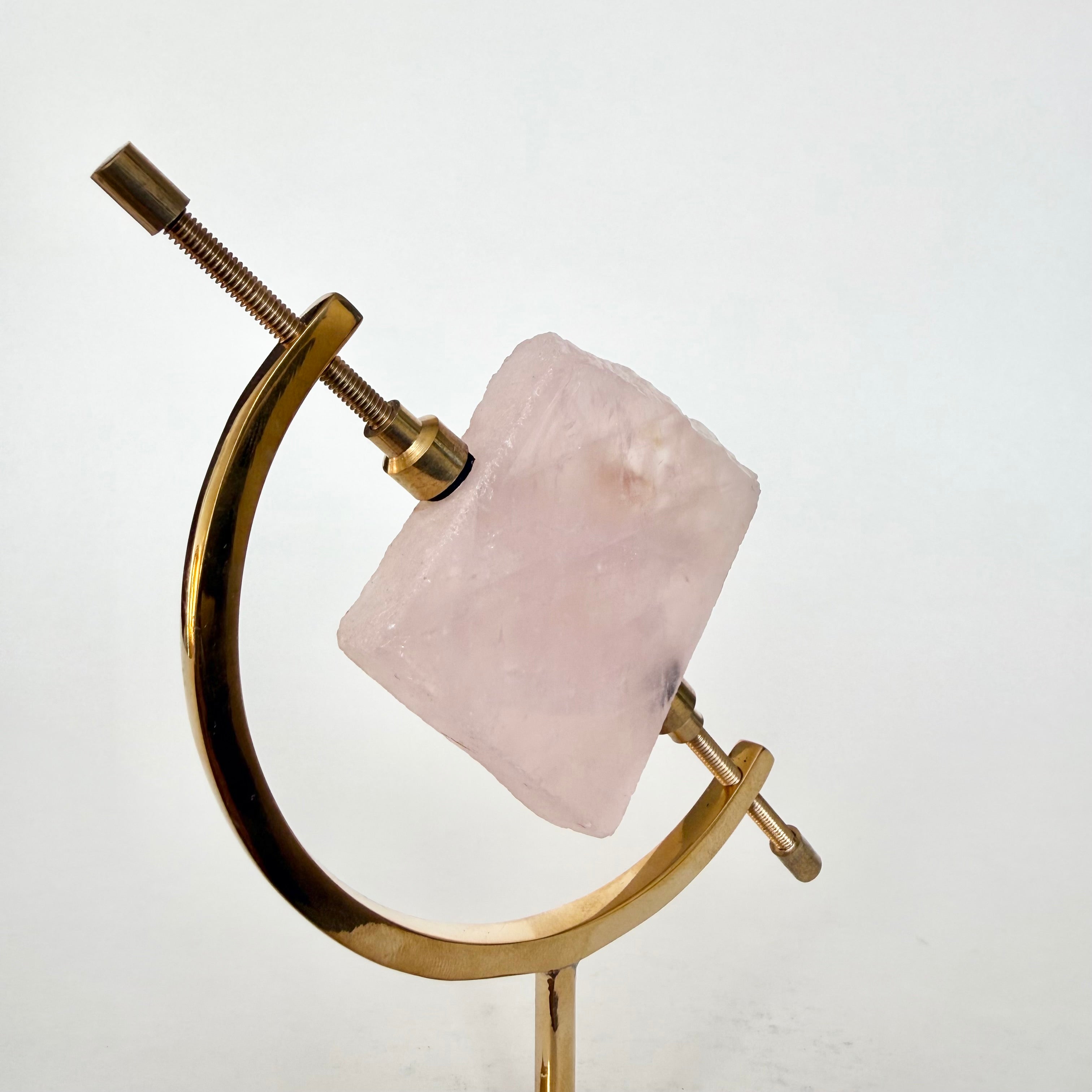 Rose Quartz + Brass Arc Stand