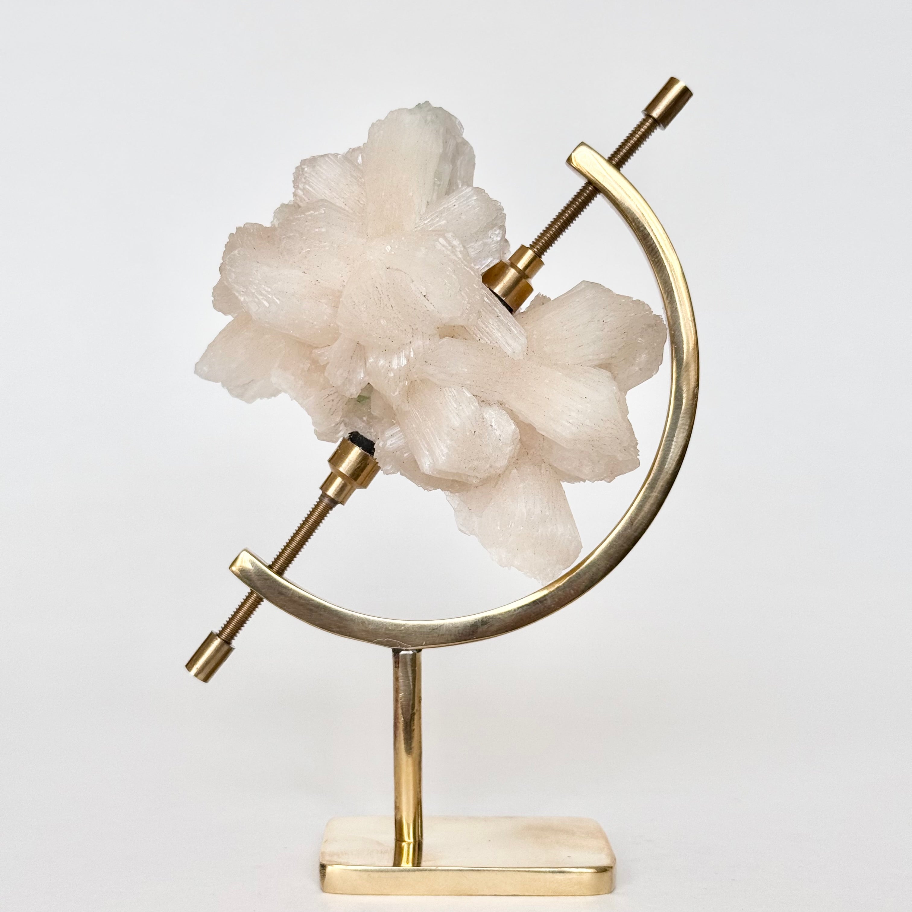 Stilbite + Brass Arc Stand
