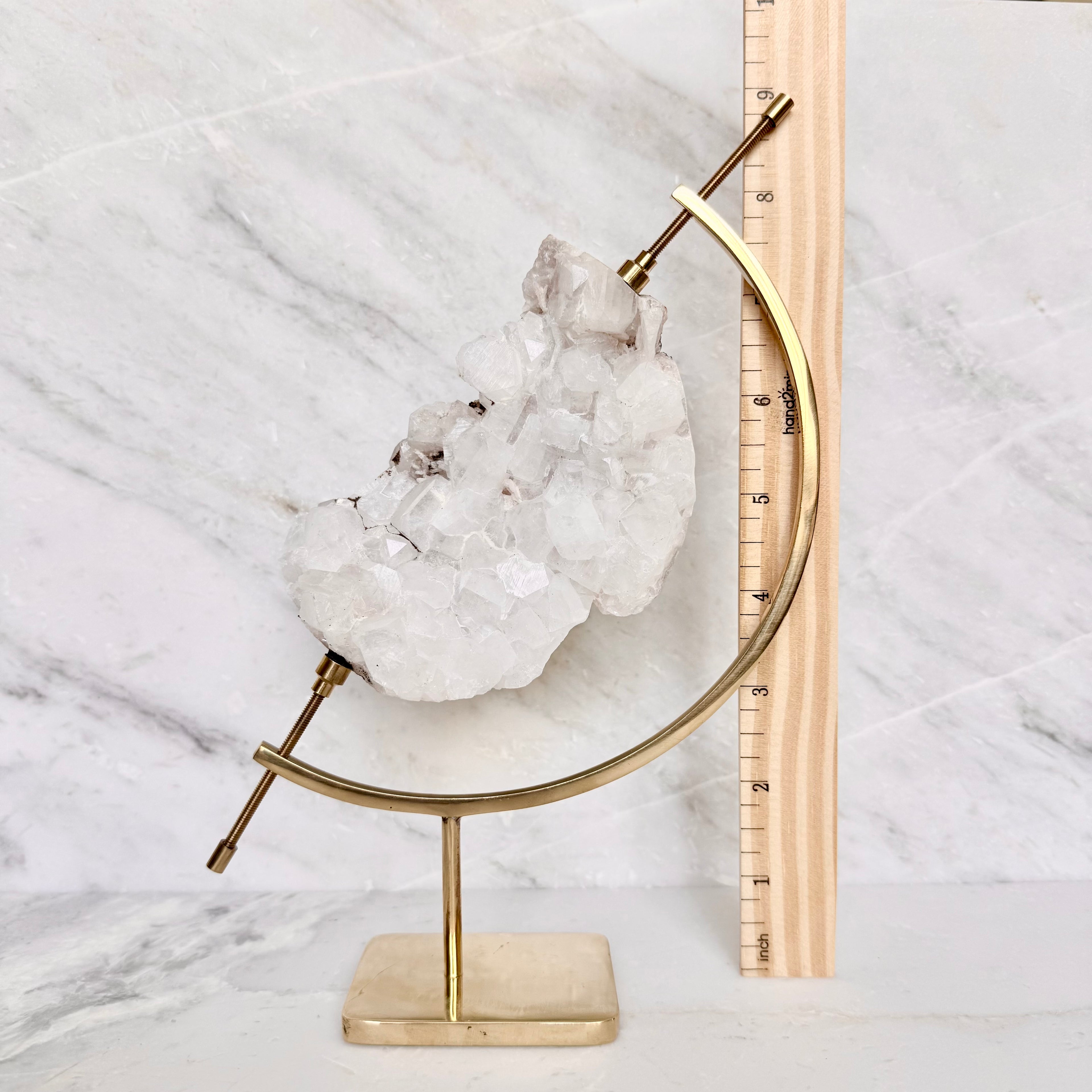 Apophyllite + Brass Arc Stand