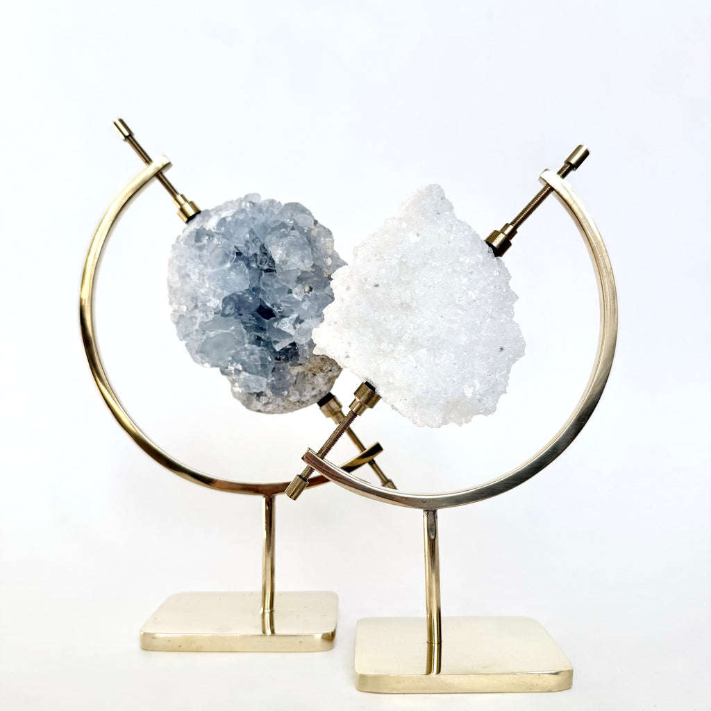 Celestite + Brass Arc Stand