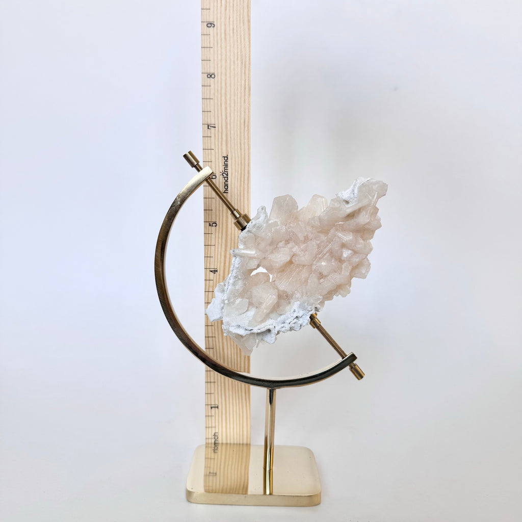 Stilbite + Brass Arc Stand