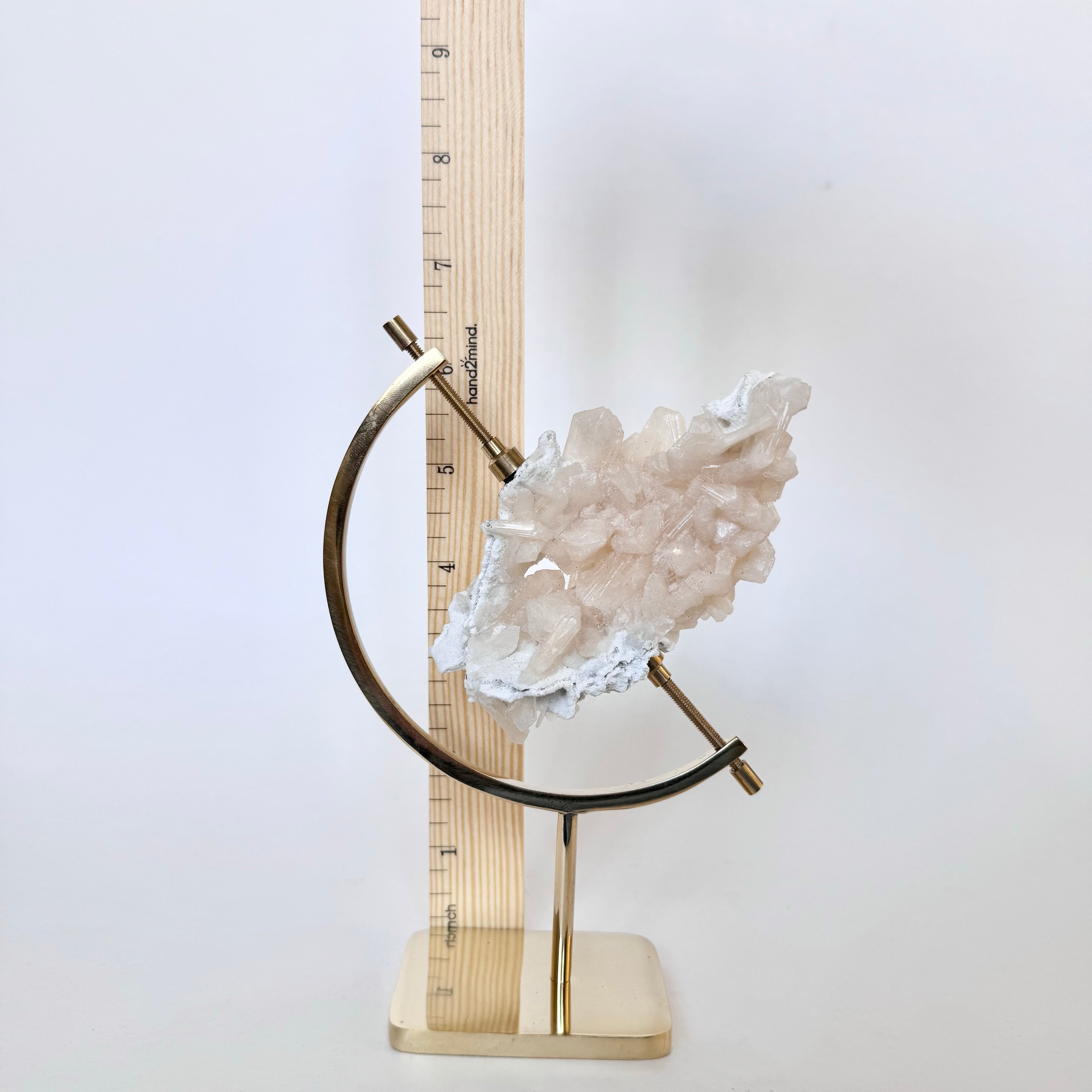 Stilbite + Brass Arc Stand