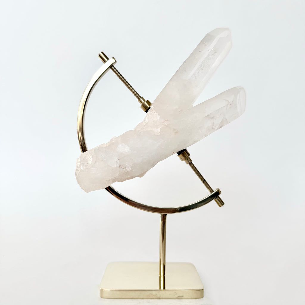 Clear Quartz + Brass Arc Stand