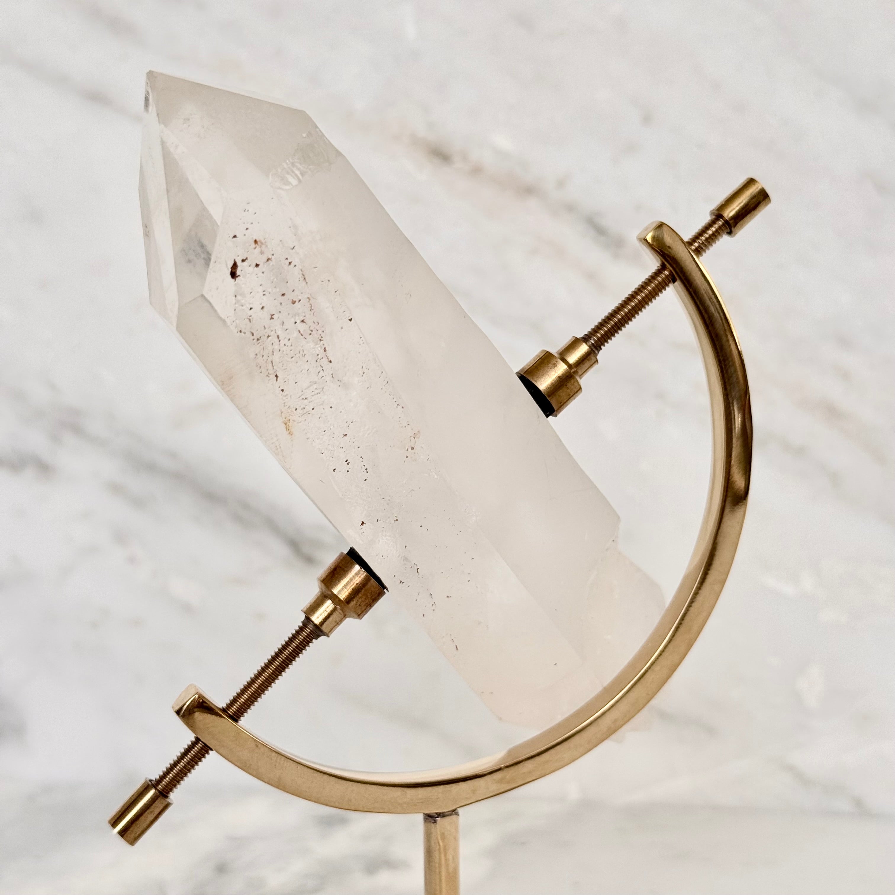 Clear Quartz + Brass Arc Stand