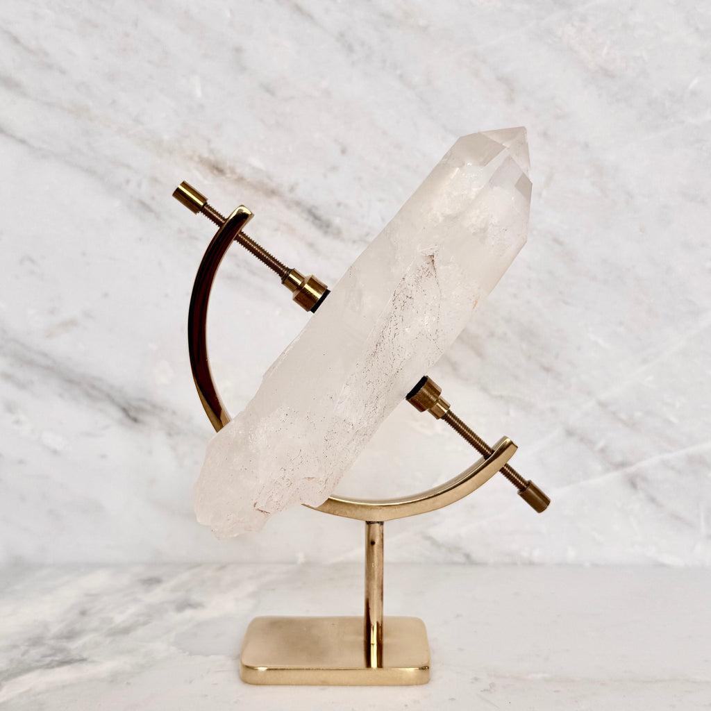 Clear Quartz + Brass Arc Stand
