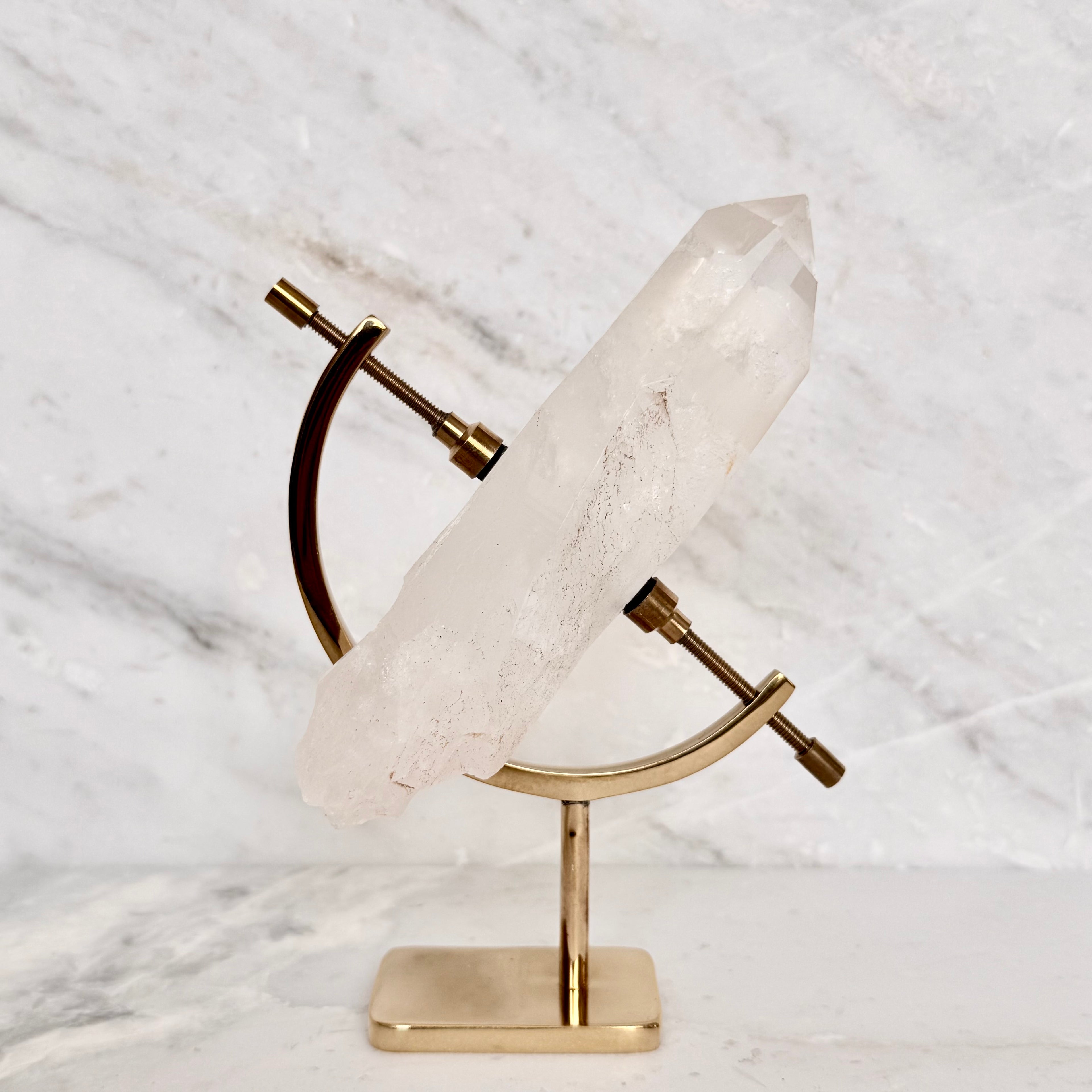 Clear Quartz + Brass Arc Stand