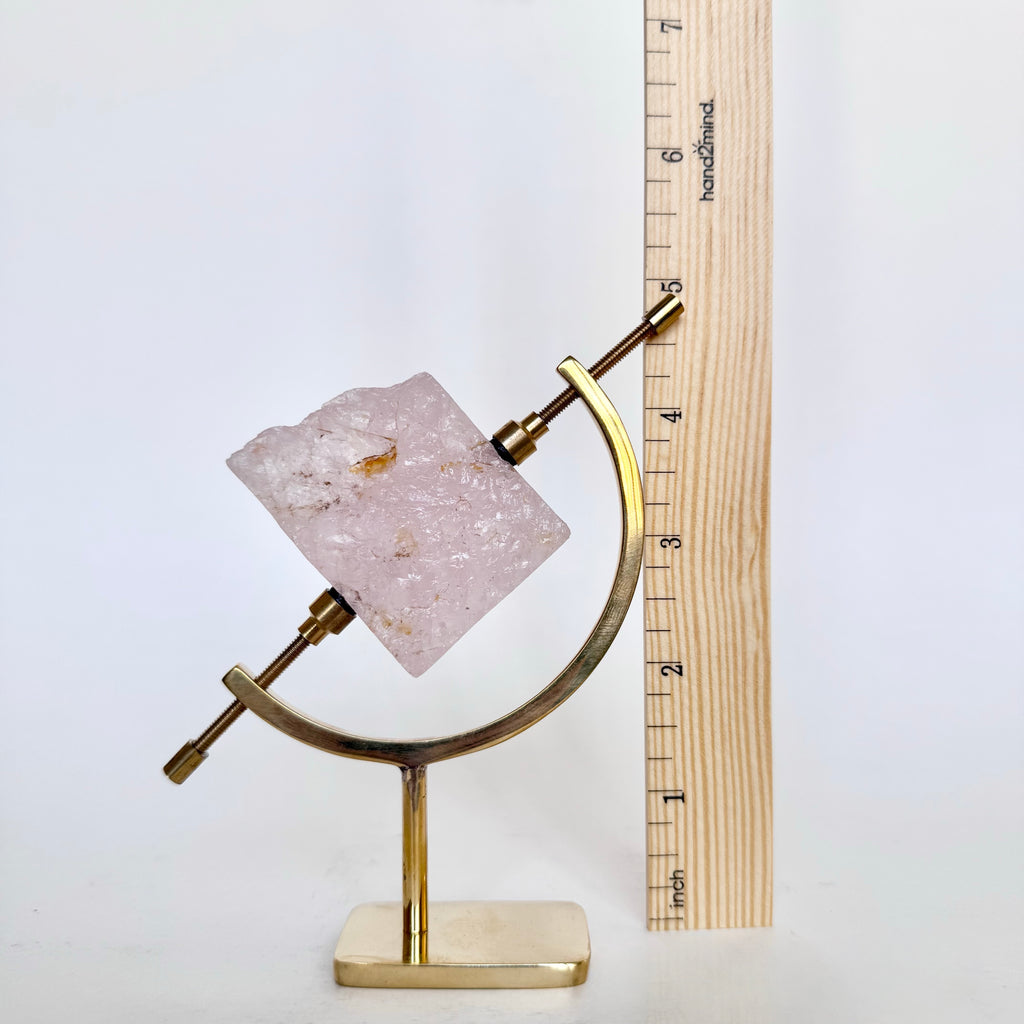 Rose Quartz + Brass Arc Stand