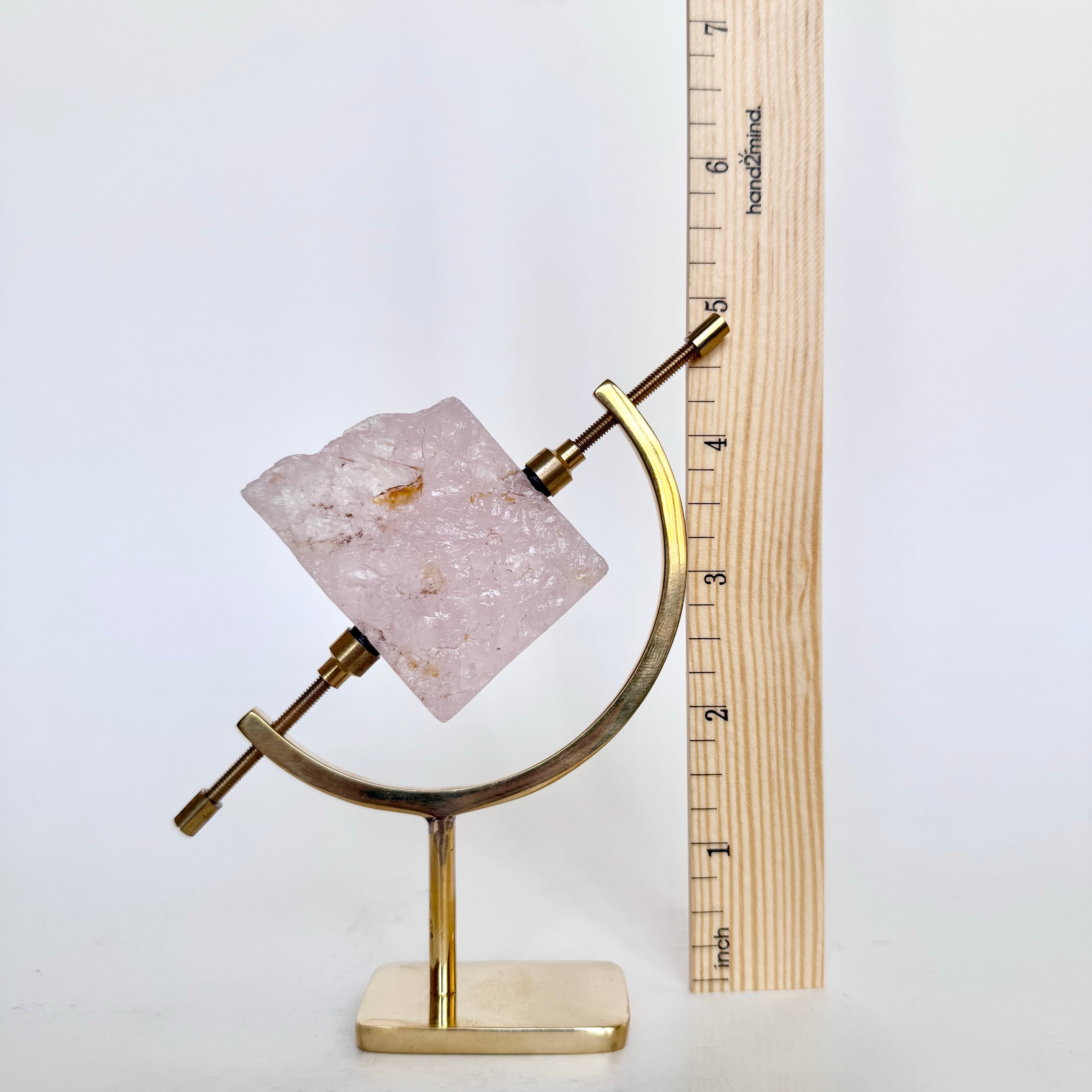 Rose Quartz + Brass Arc Stand