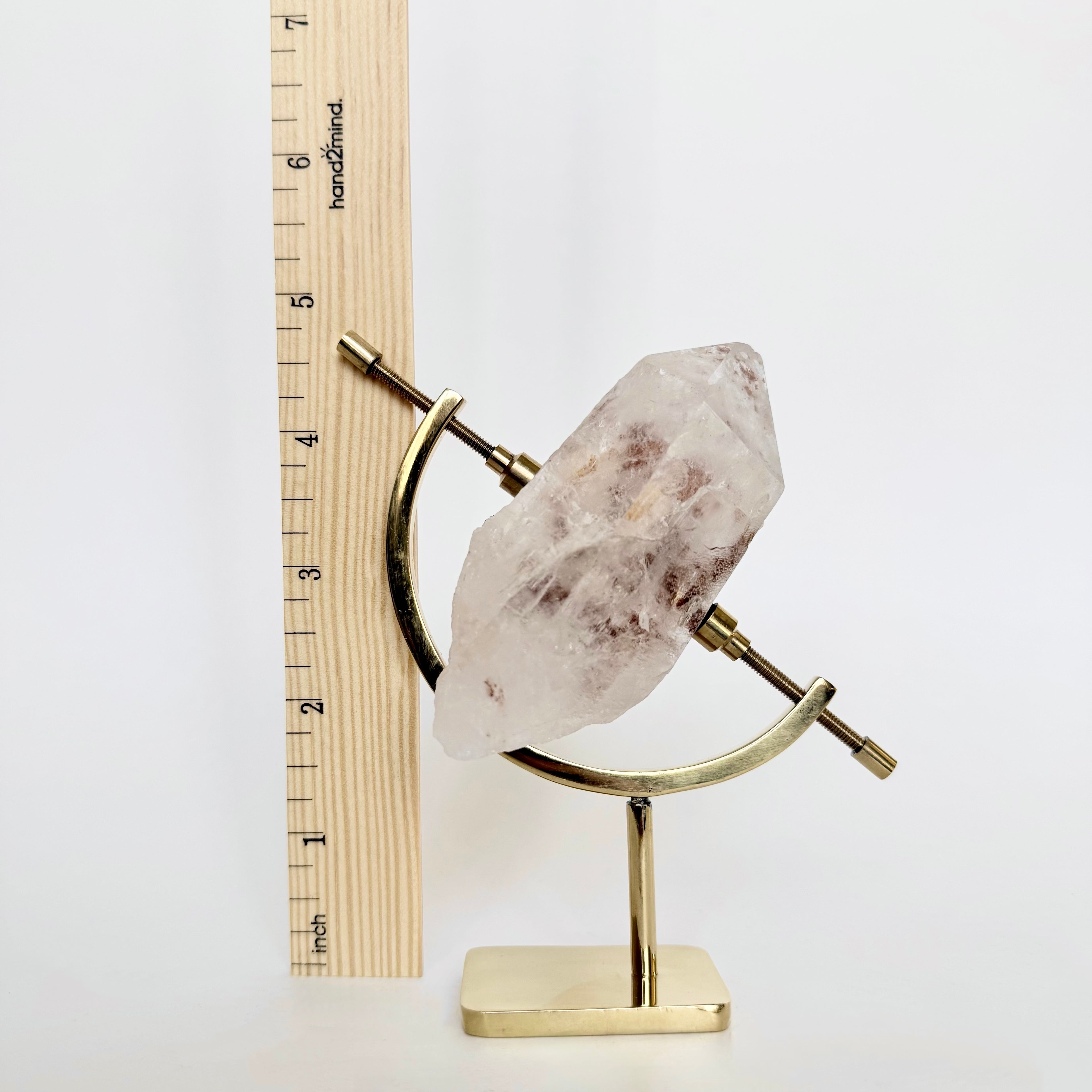Clear Quartz + Brass Arc Stand