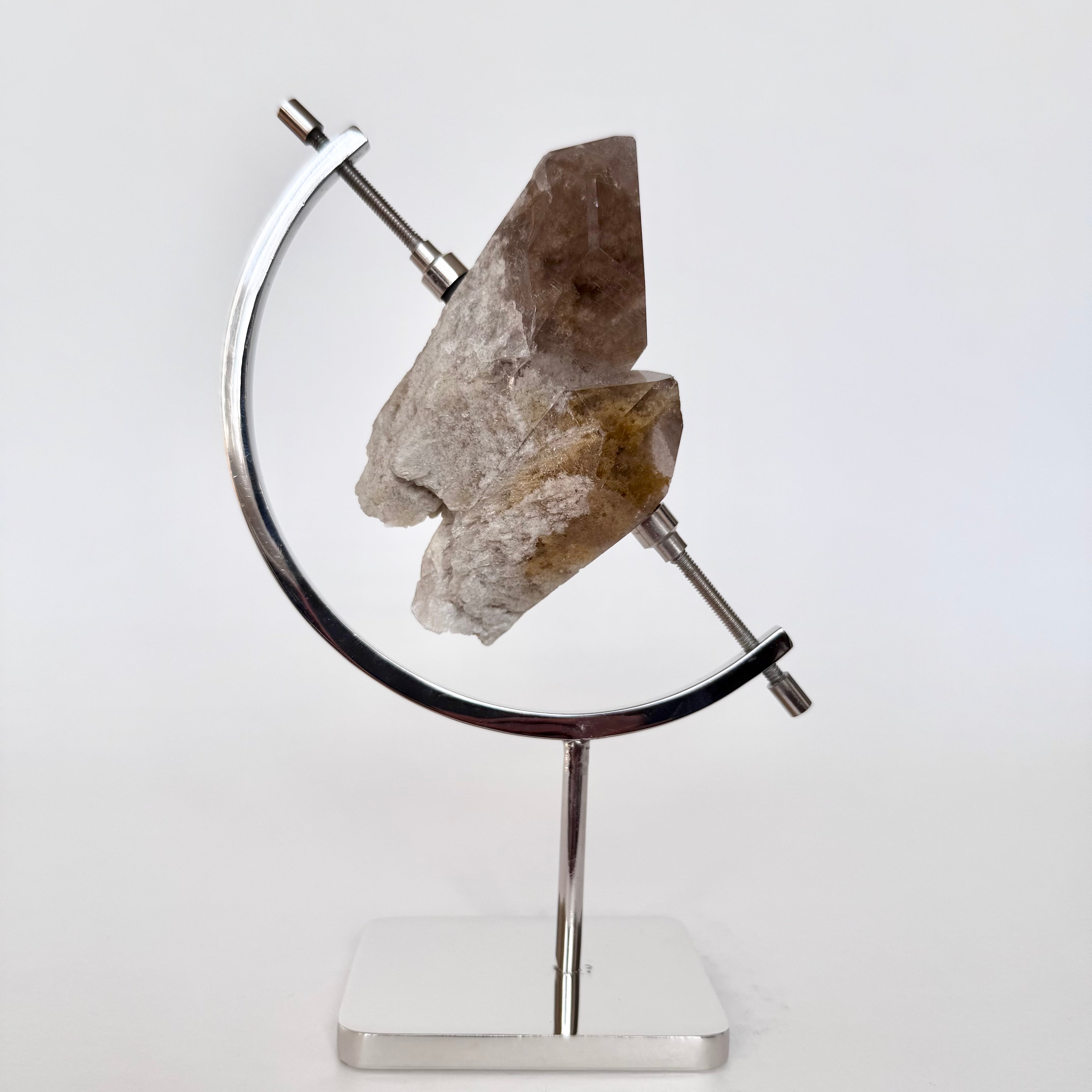 Smoky Quartz + Silver Arc Stand