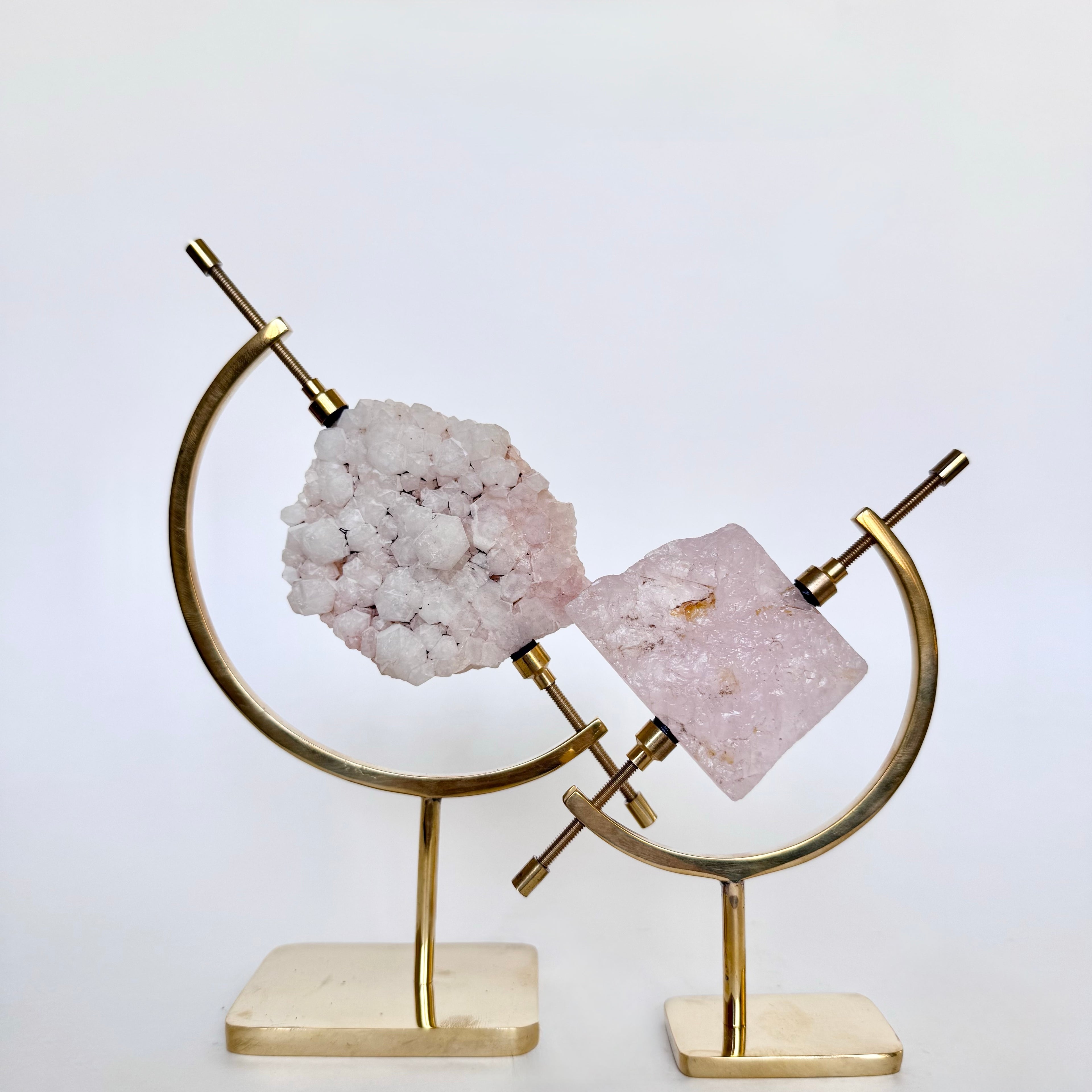Rose Quartz + Brass Arc Stand