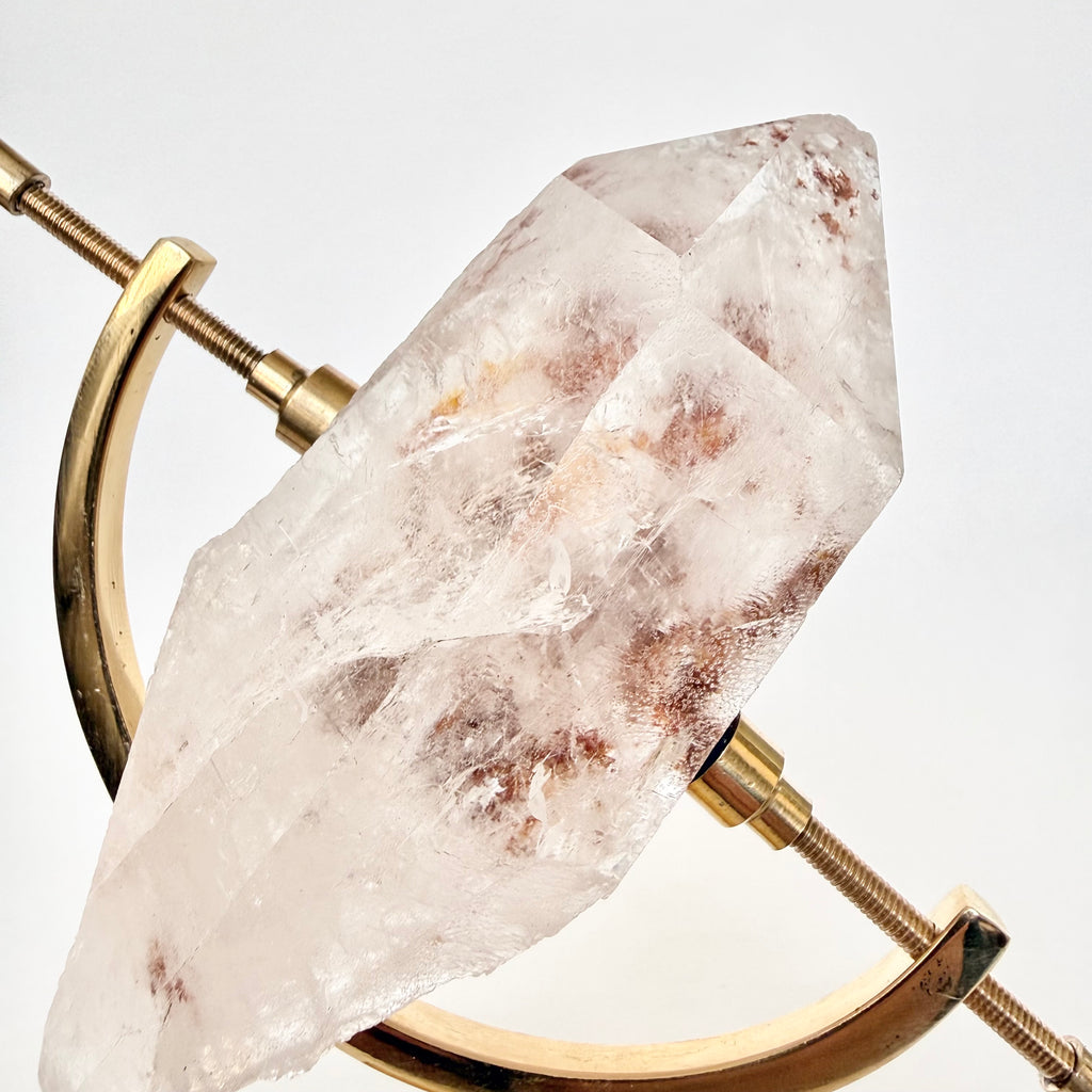 Clear Quartz + Brass Arc Stand