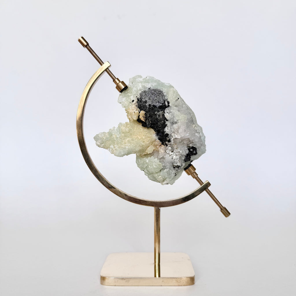 Green Tourmaline + Brass Arc Stand