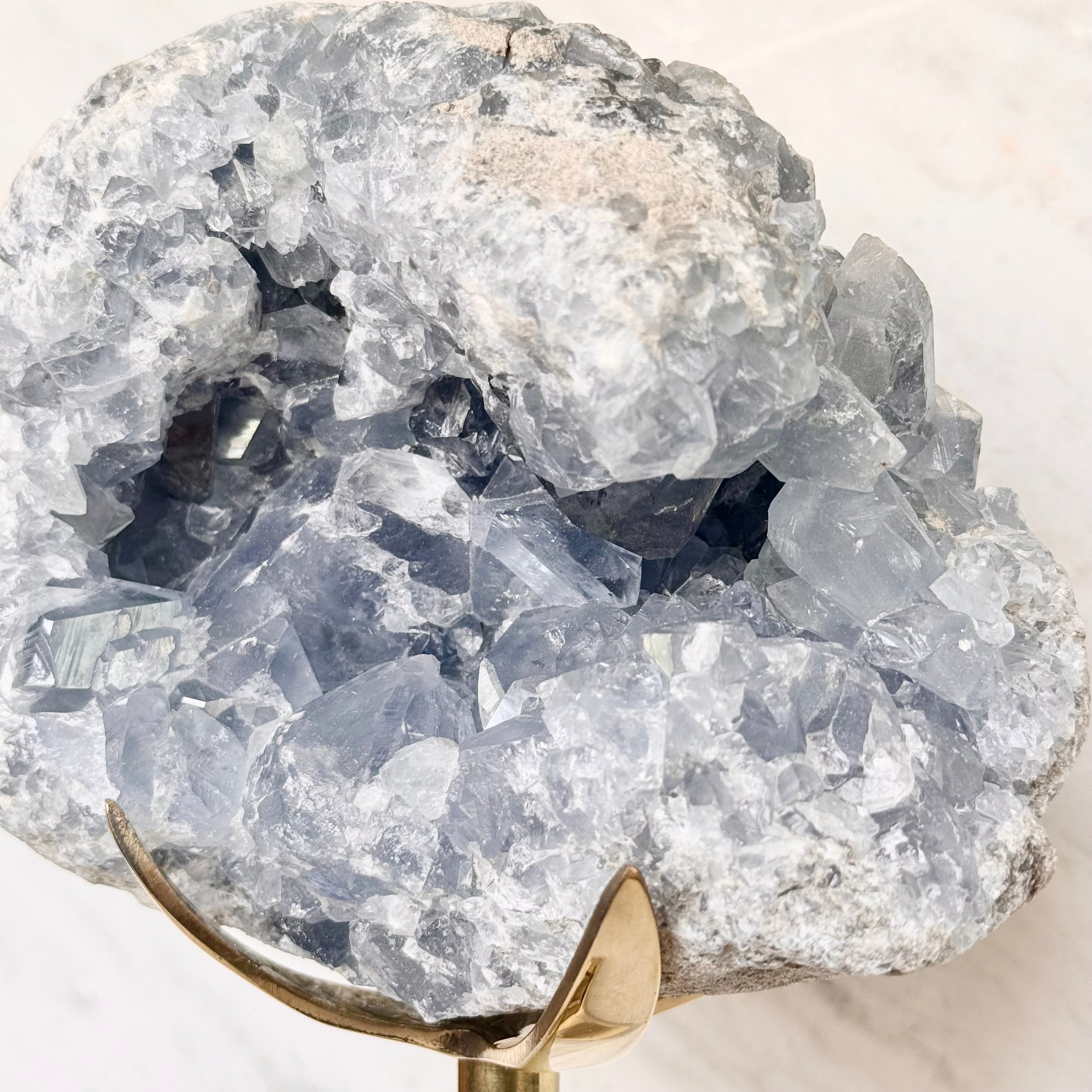 Celestite + Brass Claw Stand