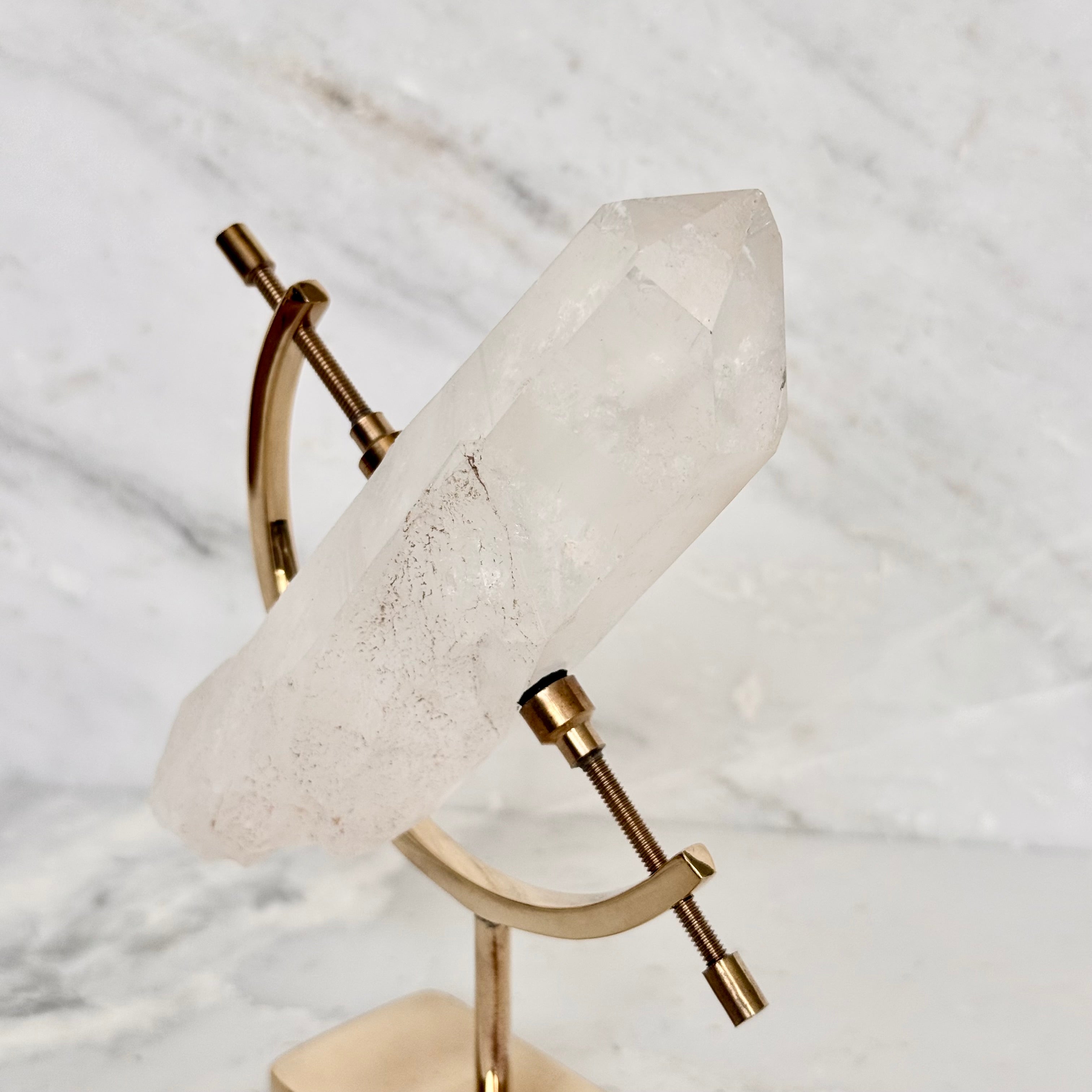 Clear Quartz + Brass Arc Stand