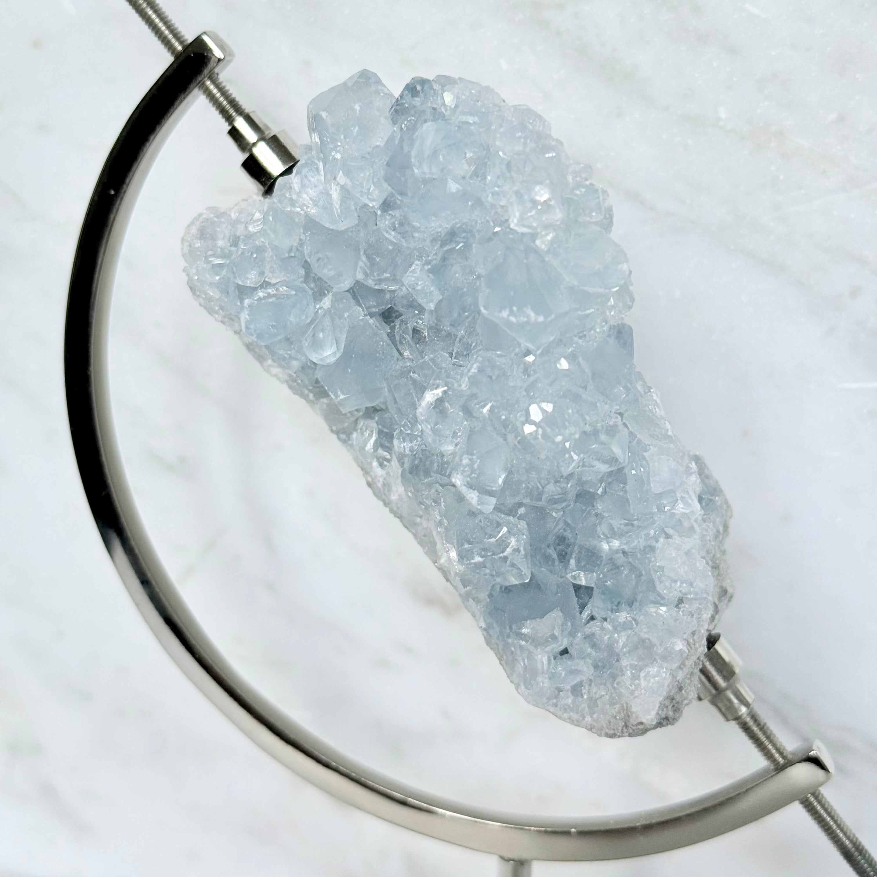 Celestite + Chrome Arc Stand