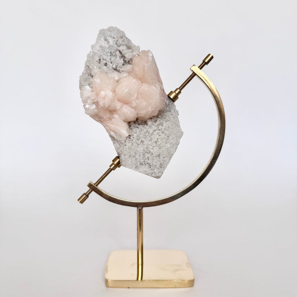 Stilbite + Brass Arc Stand