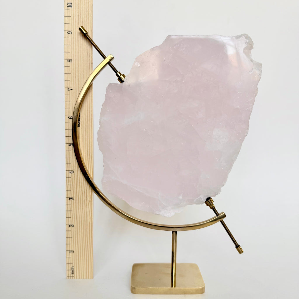 Rose Quartz + Brass Arc Stand