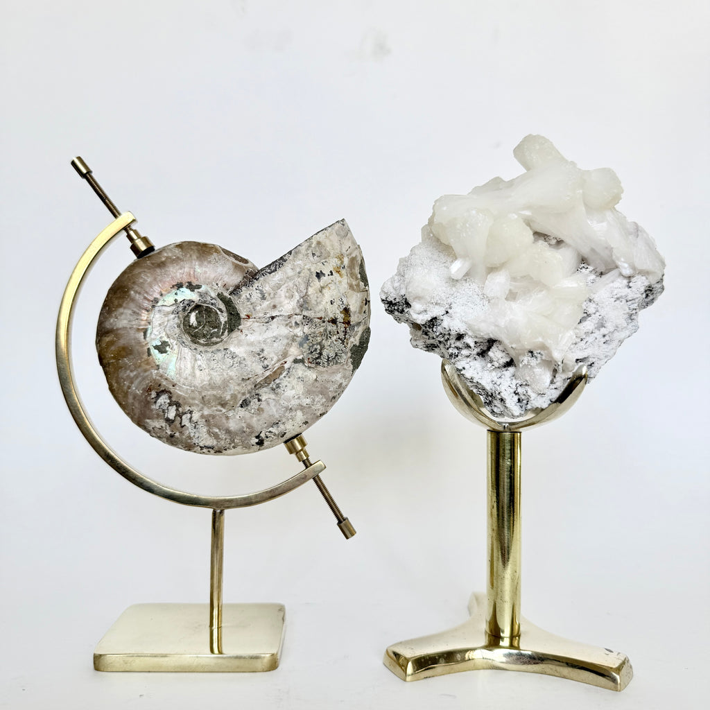 Apophyllite/Stilbite + Brass Claw Stand
