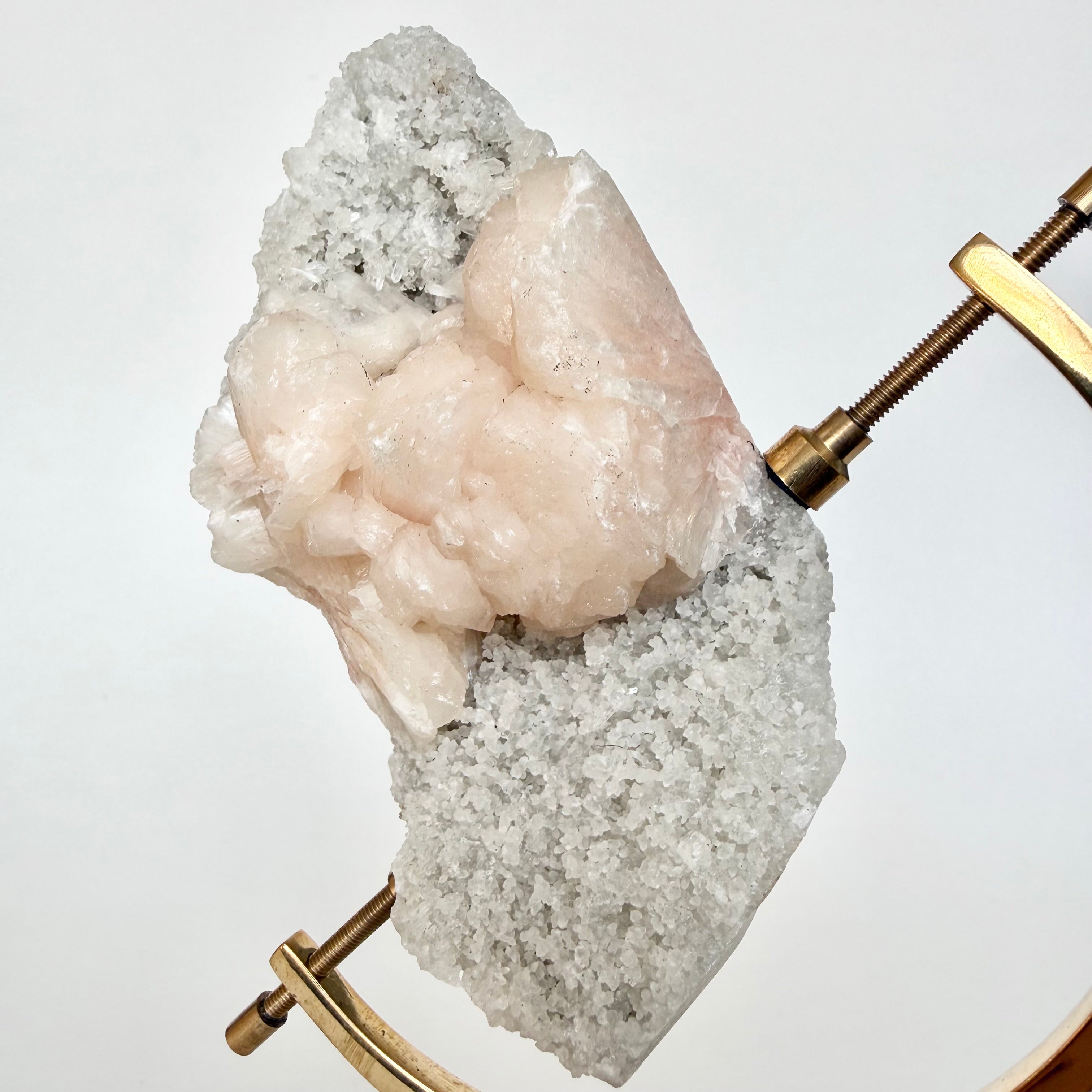 Stilbite + Brass Arc Stand