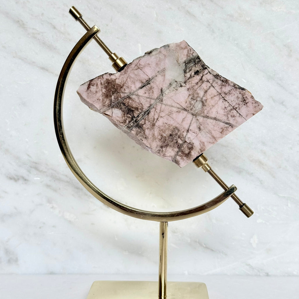 Rhodonite + Brass Arc Stand
