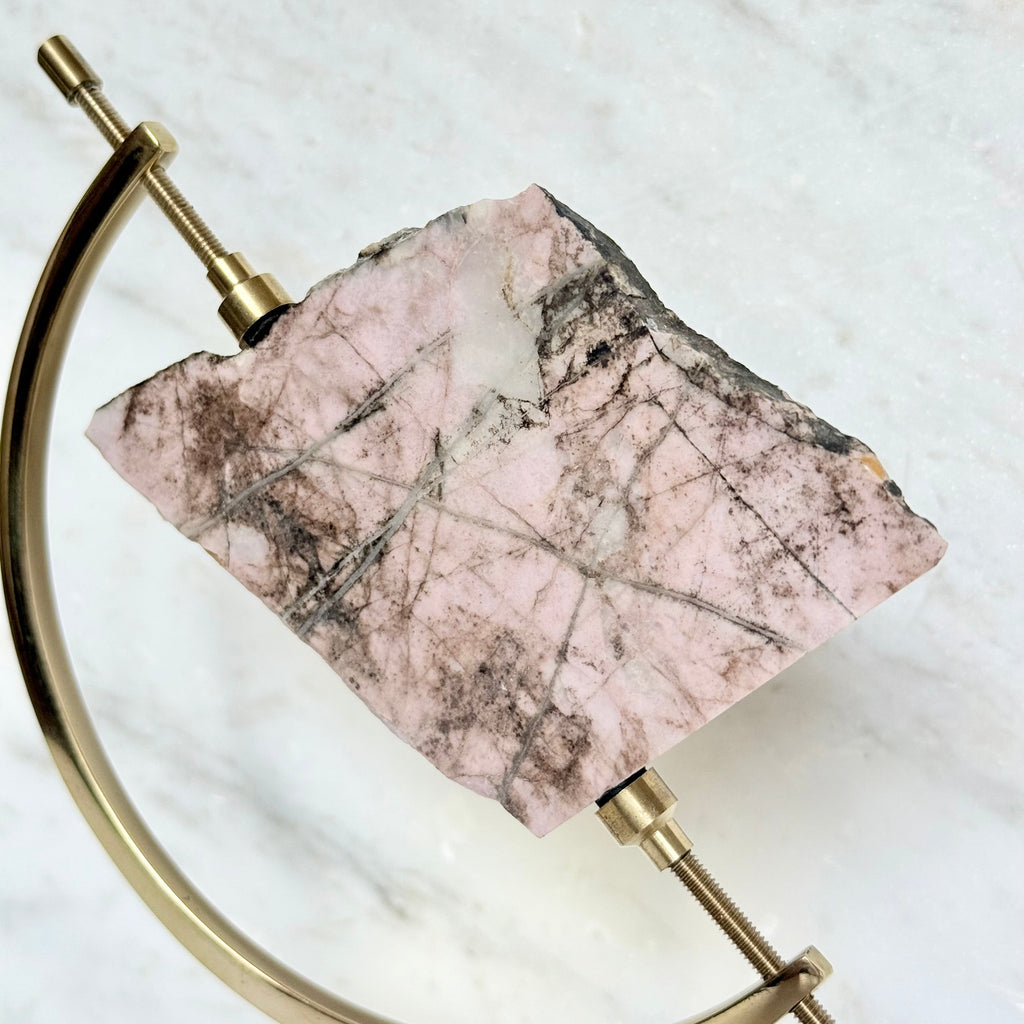 Rhodonite + Brass Arc Stand