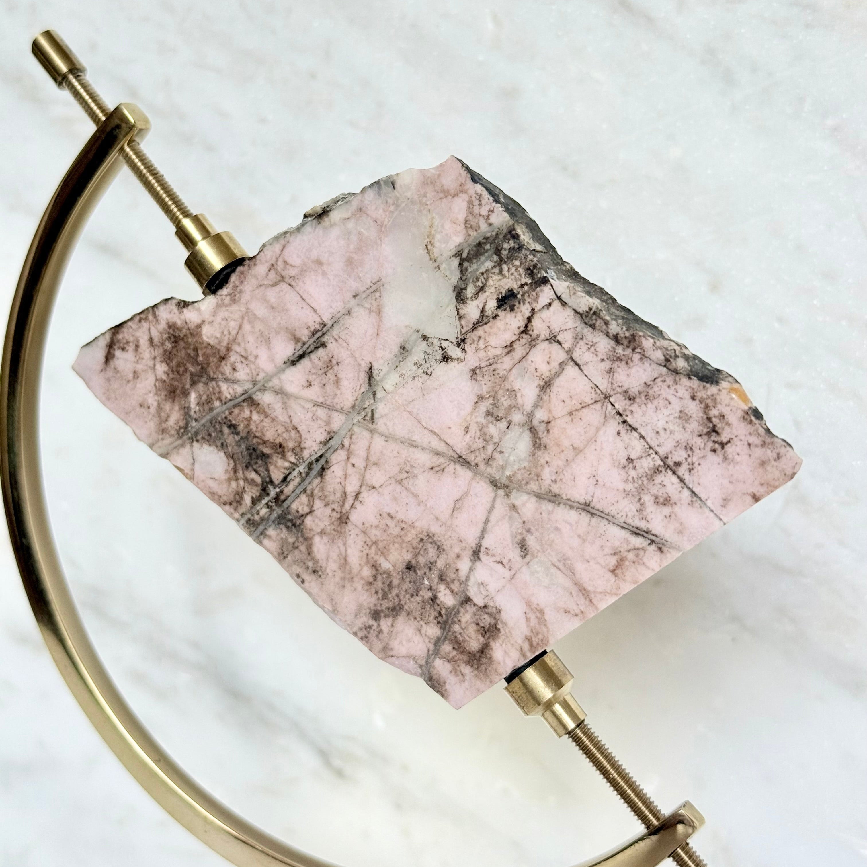 Rhodonite + Brass Arc Stand