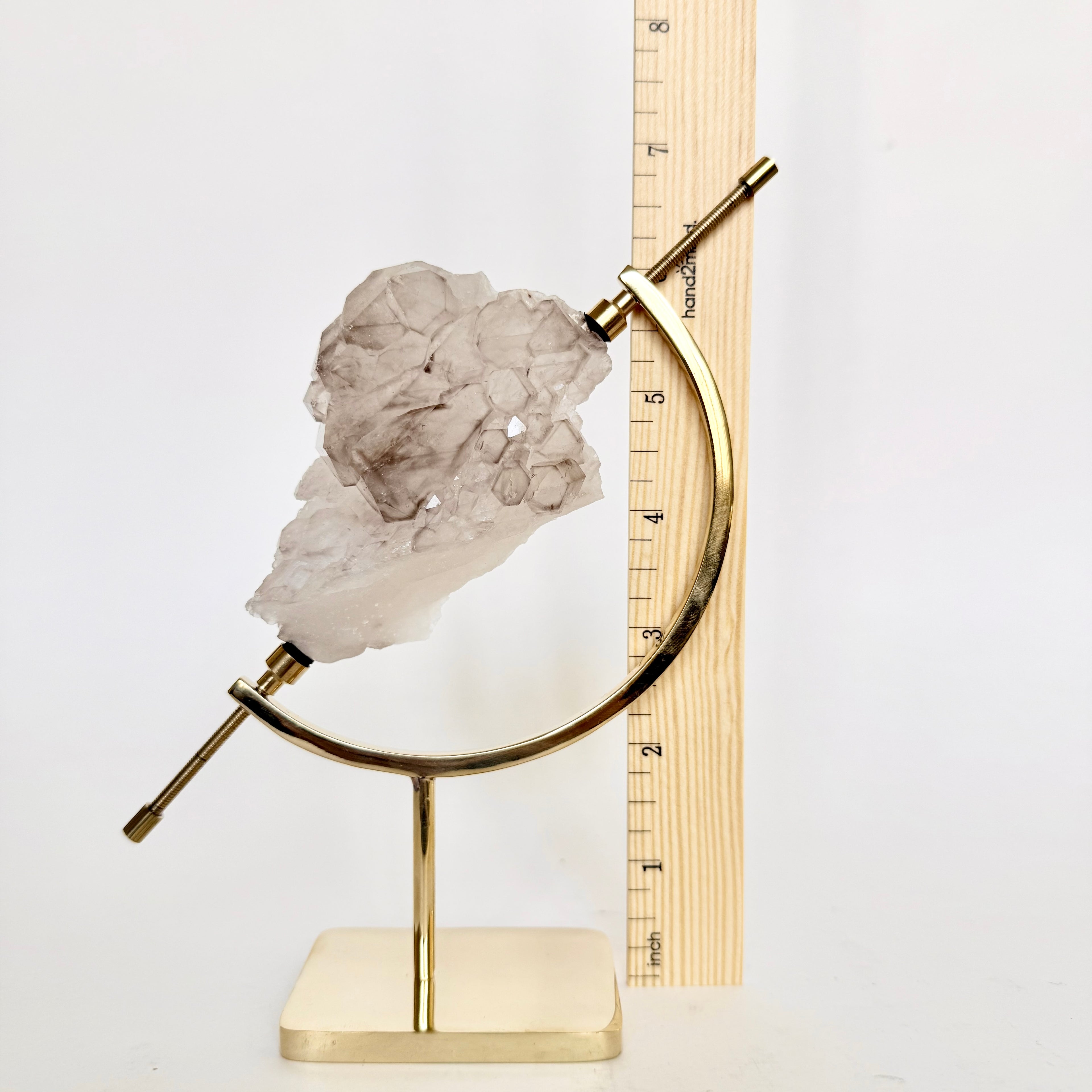 Smoky Quartz + Brass Arc Stand