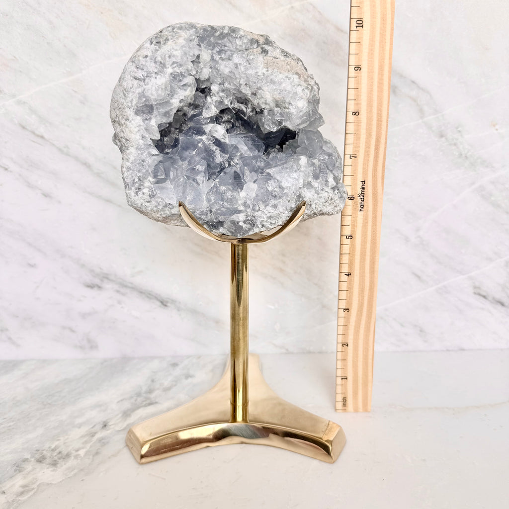 Celestite + Brass Claw Stand