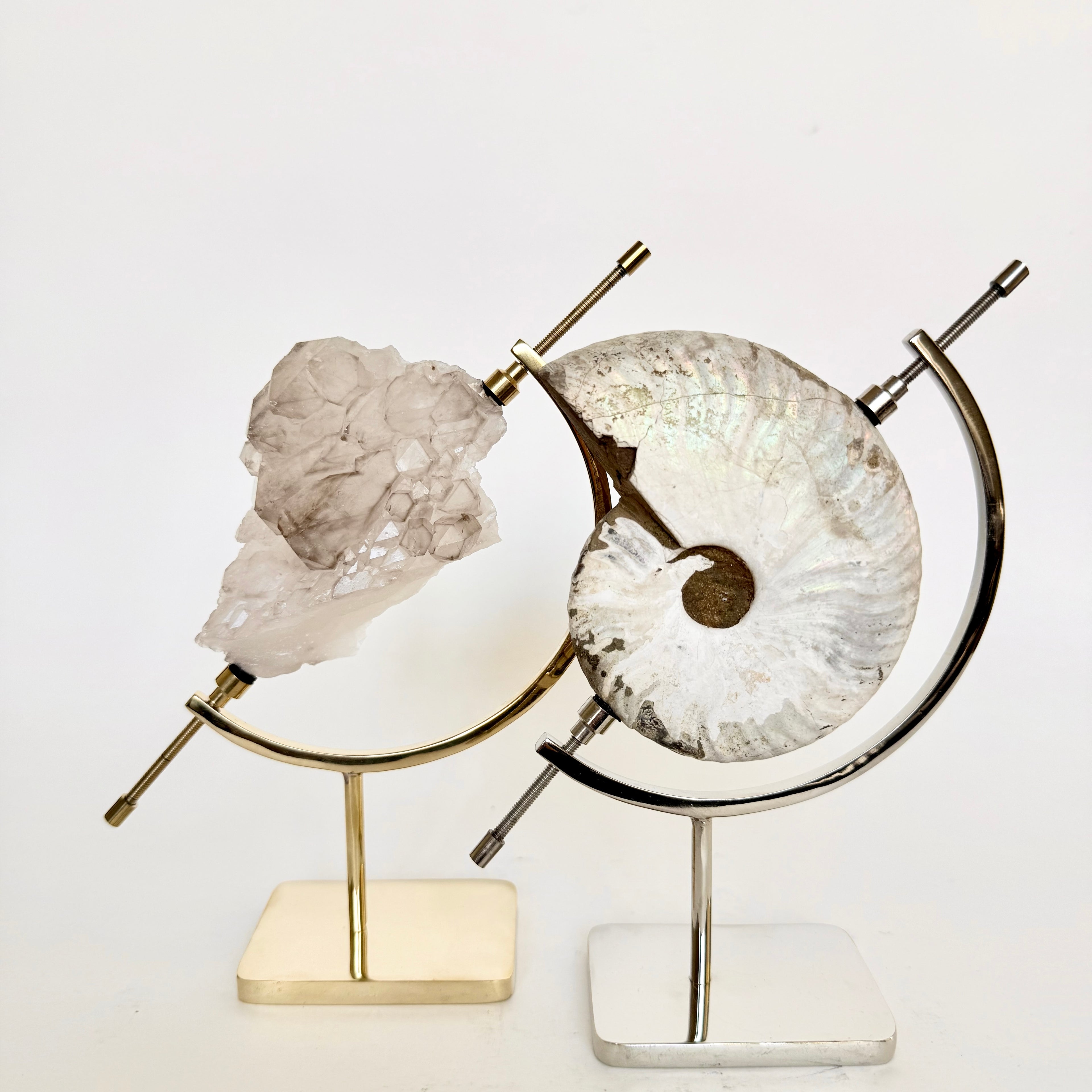 Smoky Quartz + Brass Arc Stand