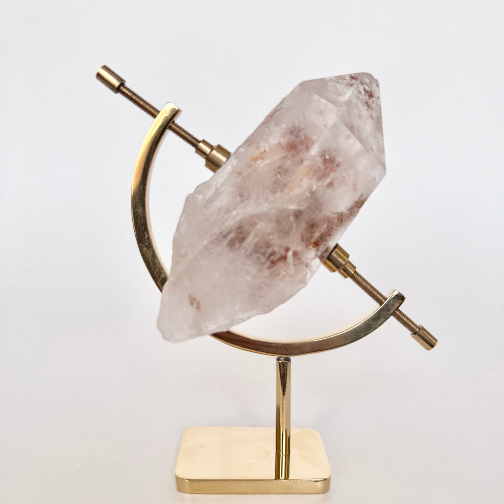 Clear Quartz + Brass Arc Stand