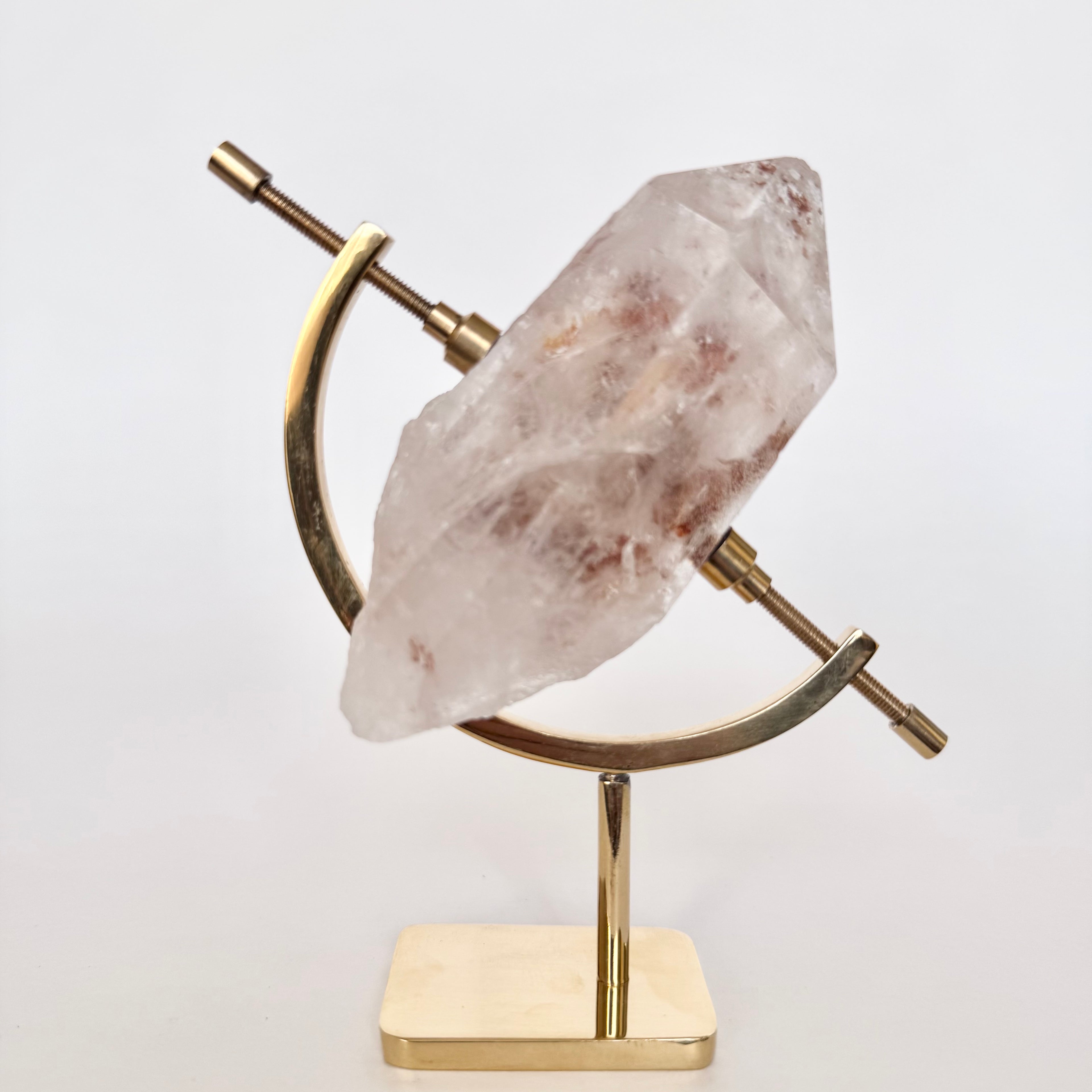 Clear Quartz + Brass Arc Stand