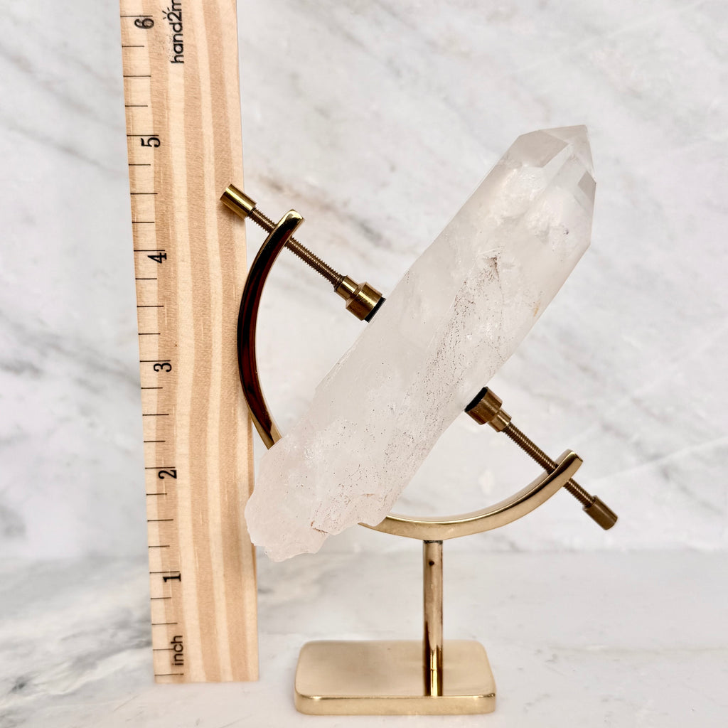 Clear Quartz + Brass Arc Stand