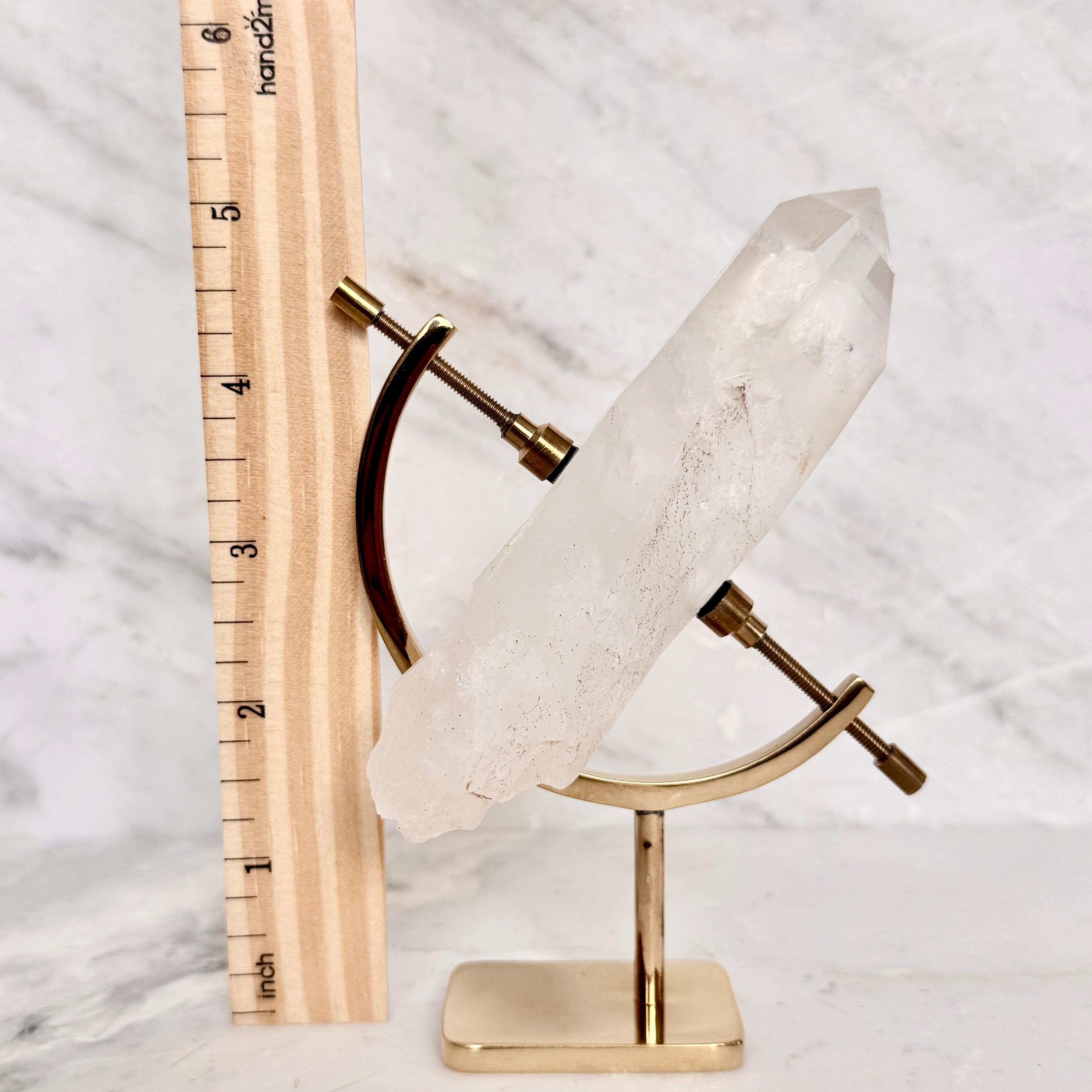 Clear Quartz + Brass Arc Stand