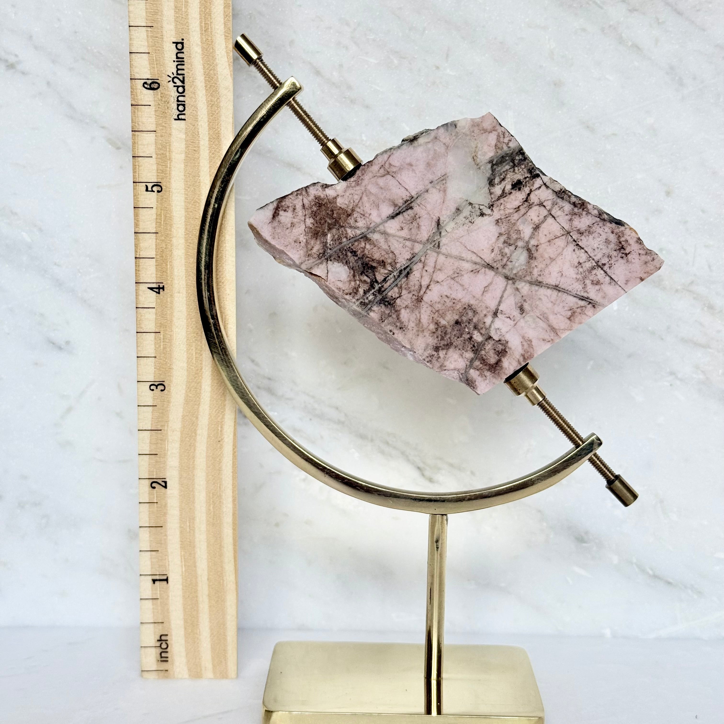 Rhodonite + Brass Arc Stand