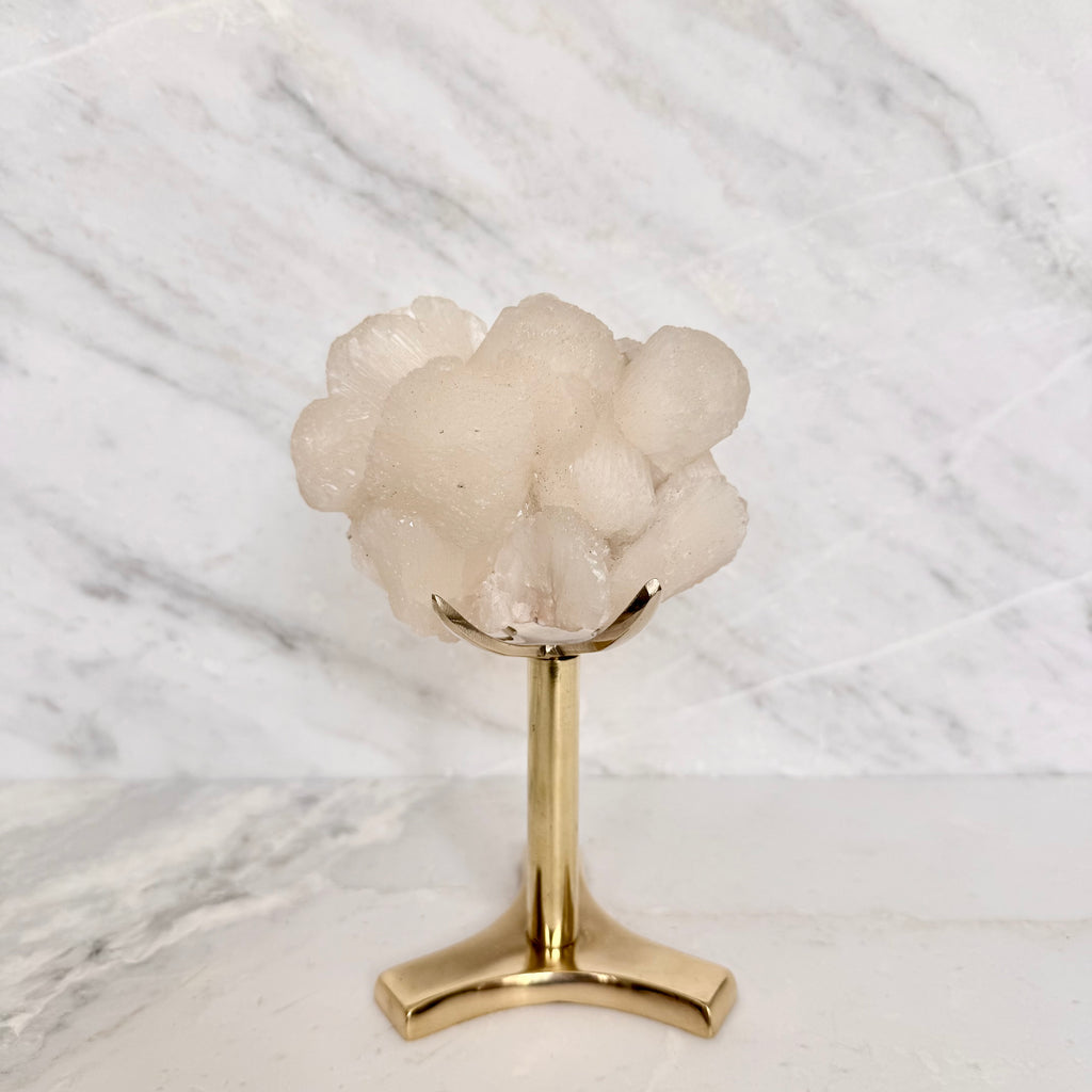 Stilbite + Brass Claw Stand