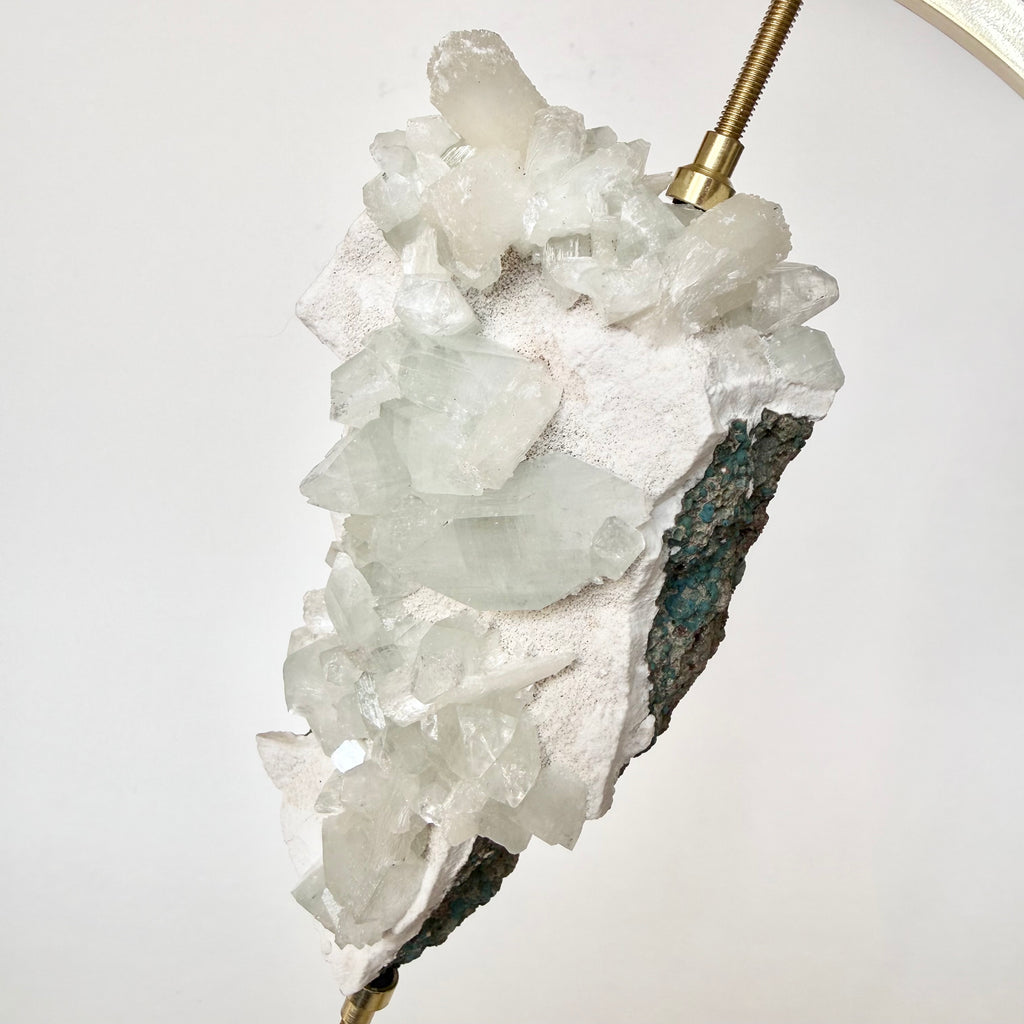 Green Apophyllite + Brass Arc Stand